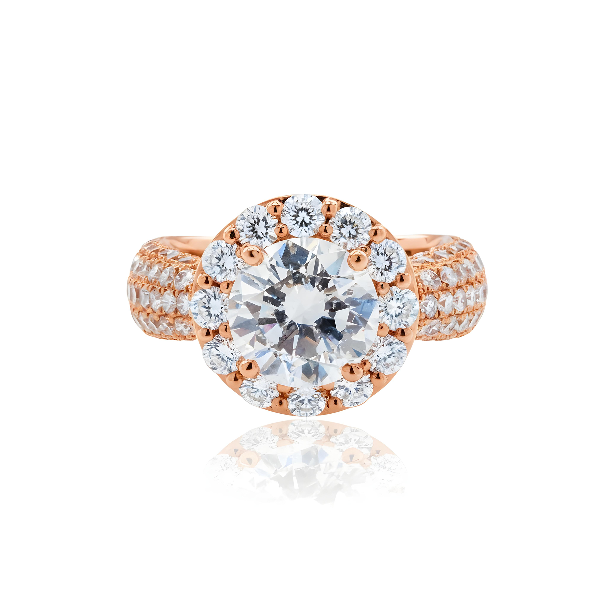 18K White Gold 3.06ct Round Diamond Engagement Ring 6.03ct