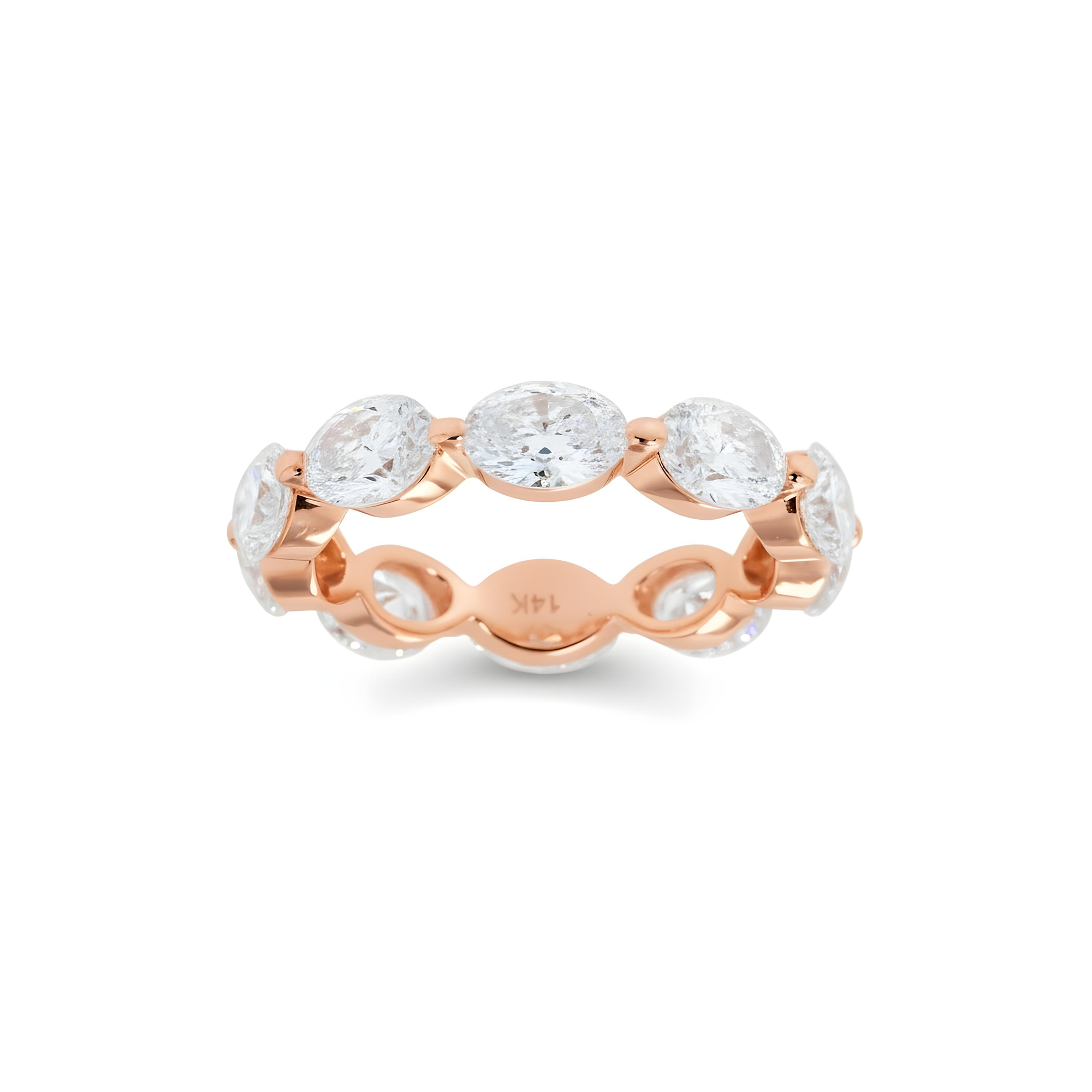 14K White Gold Oval Cut Diamond Satellite Eternity Ring 4.25ct (size 5.75)