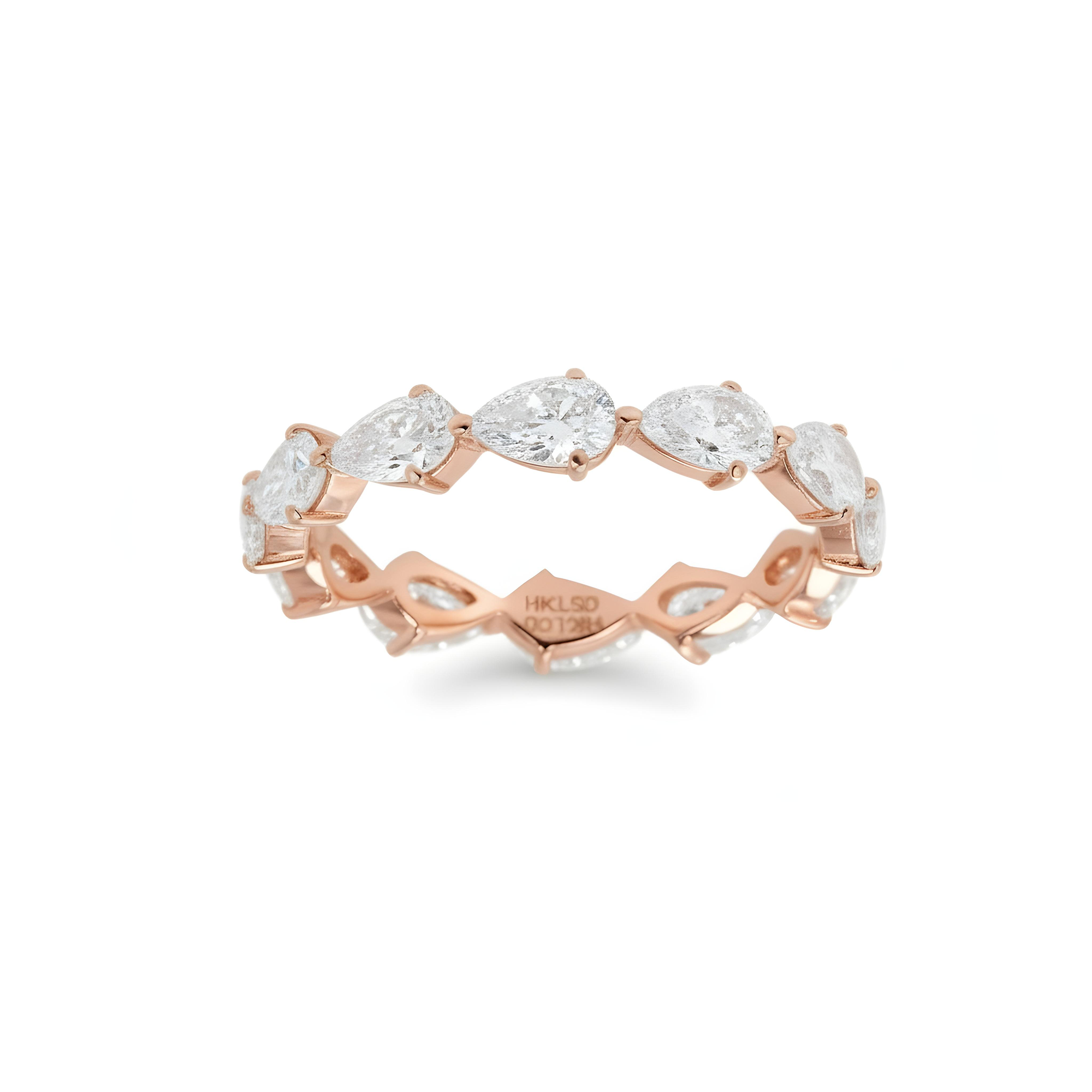14K White Gold Pear Cut Diamond Eternity Ring 2.20ct (size 6-8)