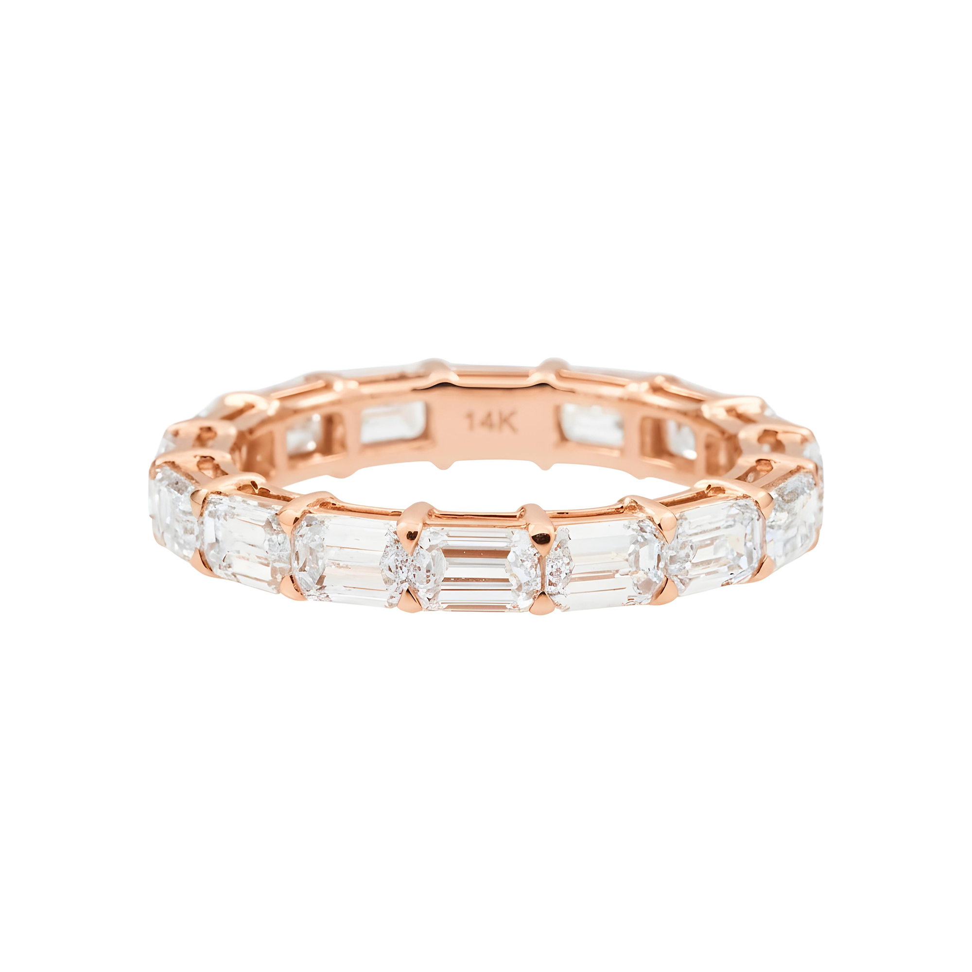 14K White Gold Emerald Cut Diamond Eternity Ring 3.49ct (Size 6.5)