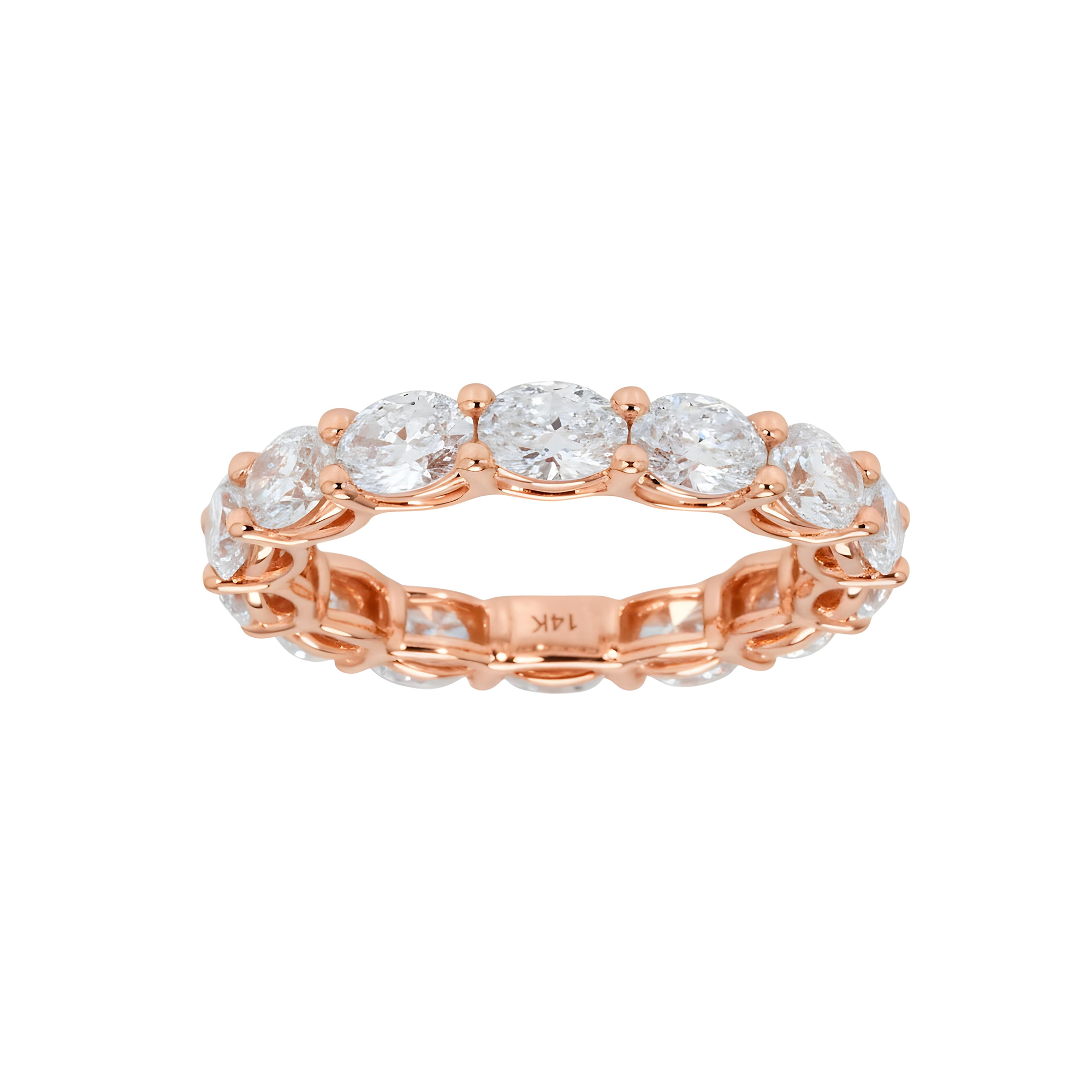 18K White Gold Horizontal Oval Cut Eternity Ring 3.52ct (size 6-8)