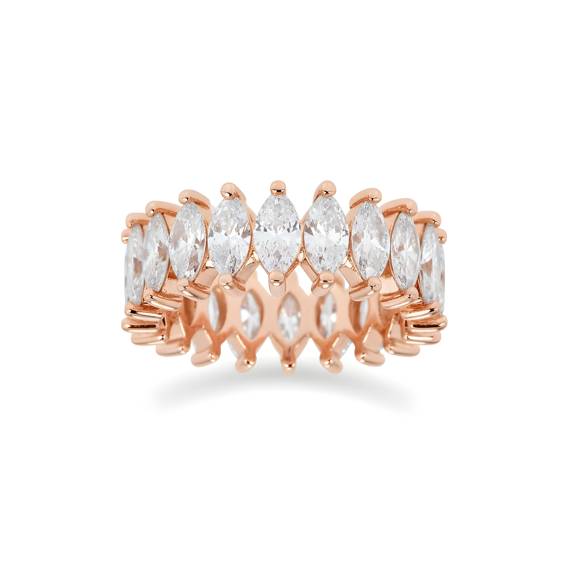 14K White Gold Marquise Cut Diamond Eternity Ring 4.39ct (size 6-7.5)