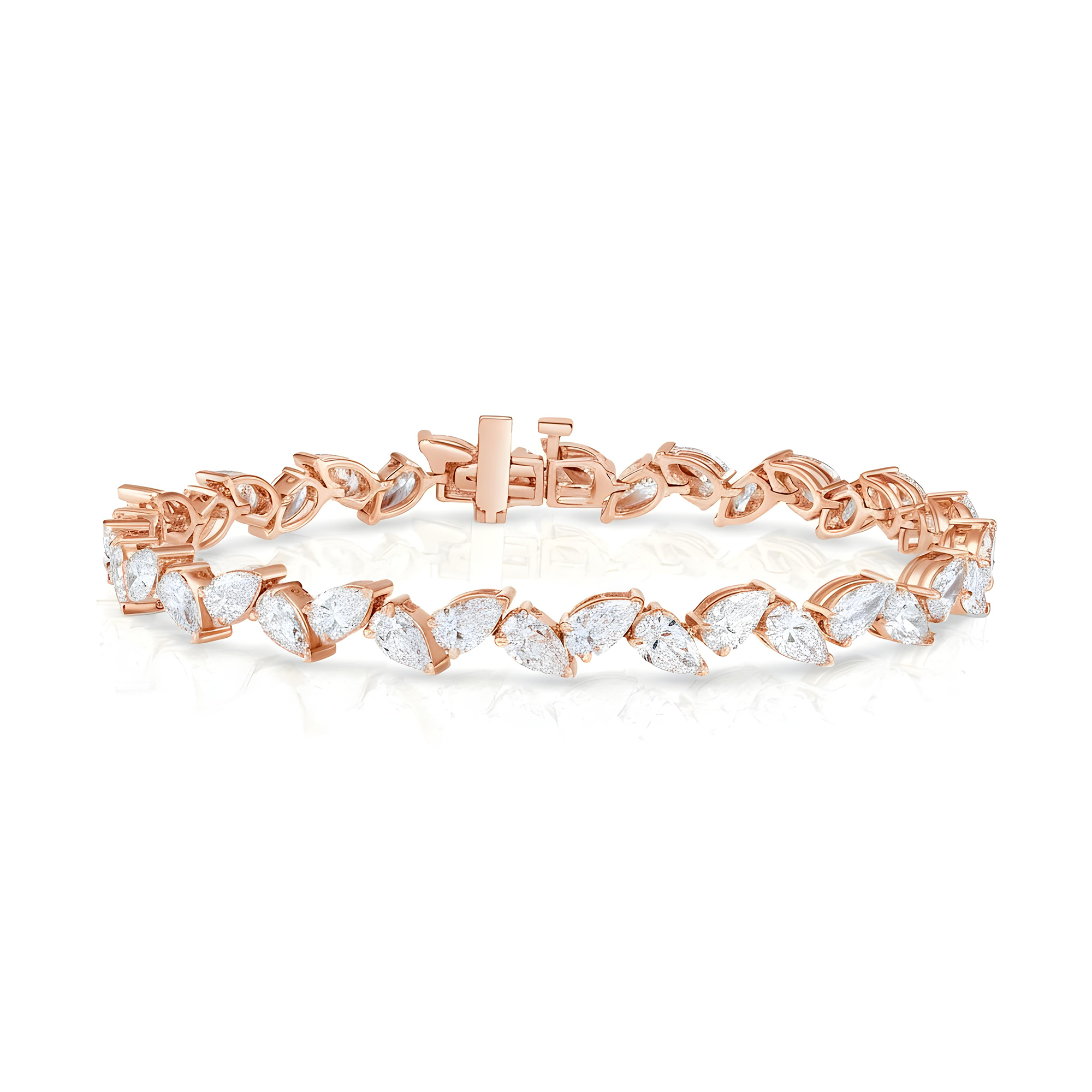 14K White Gold Pear Cut Diamond Bracelet 10.49ct