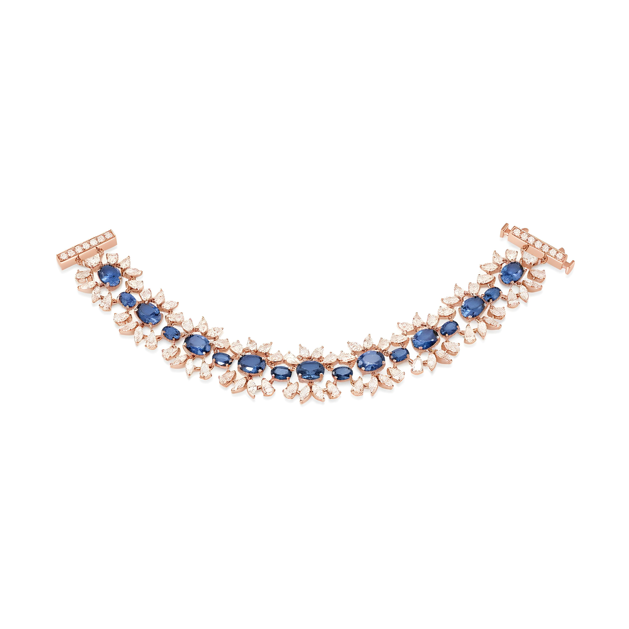 14K White Gold Sapphire & Diamond Bracelet 28.41ctw