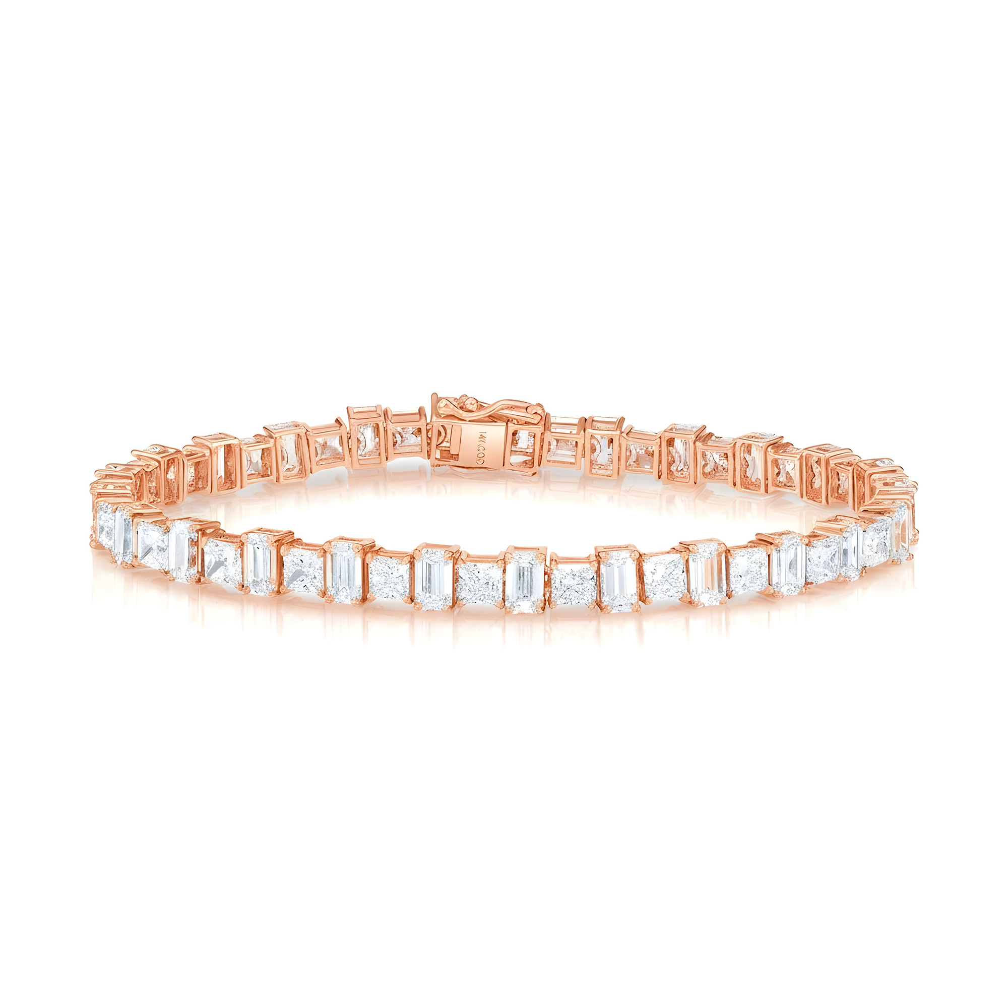 14K White Gold Emerald & Radiant Cut Diamond Bracelet 13.72ctw