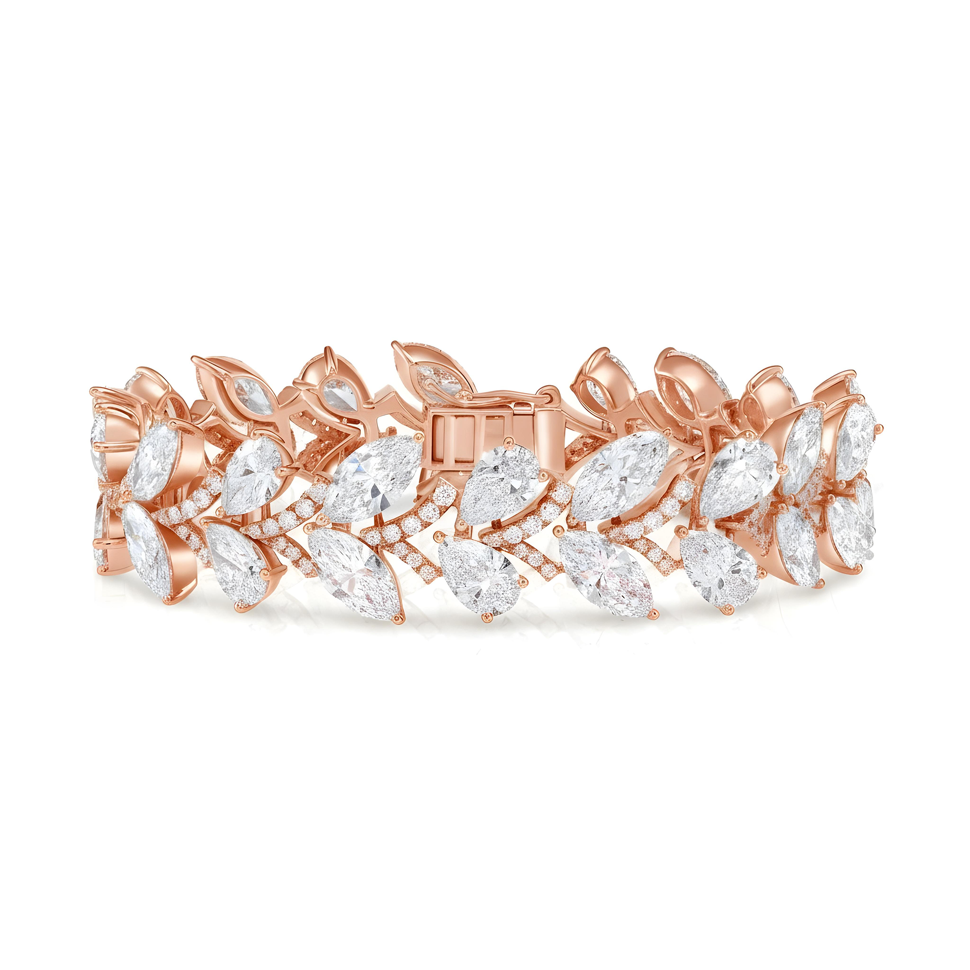 14K White Gold Combination Cut Diamond Bracelet 31.66ctw