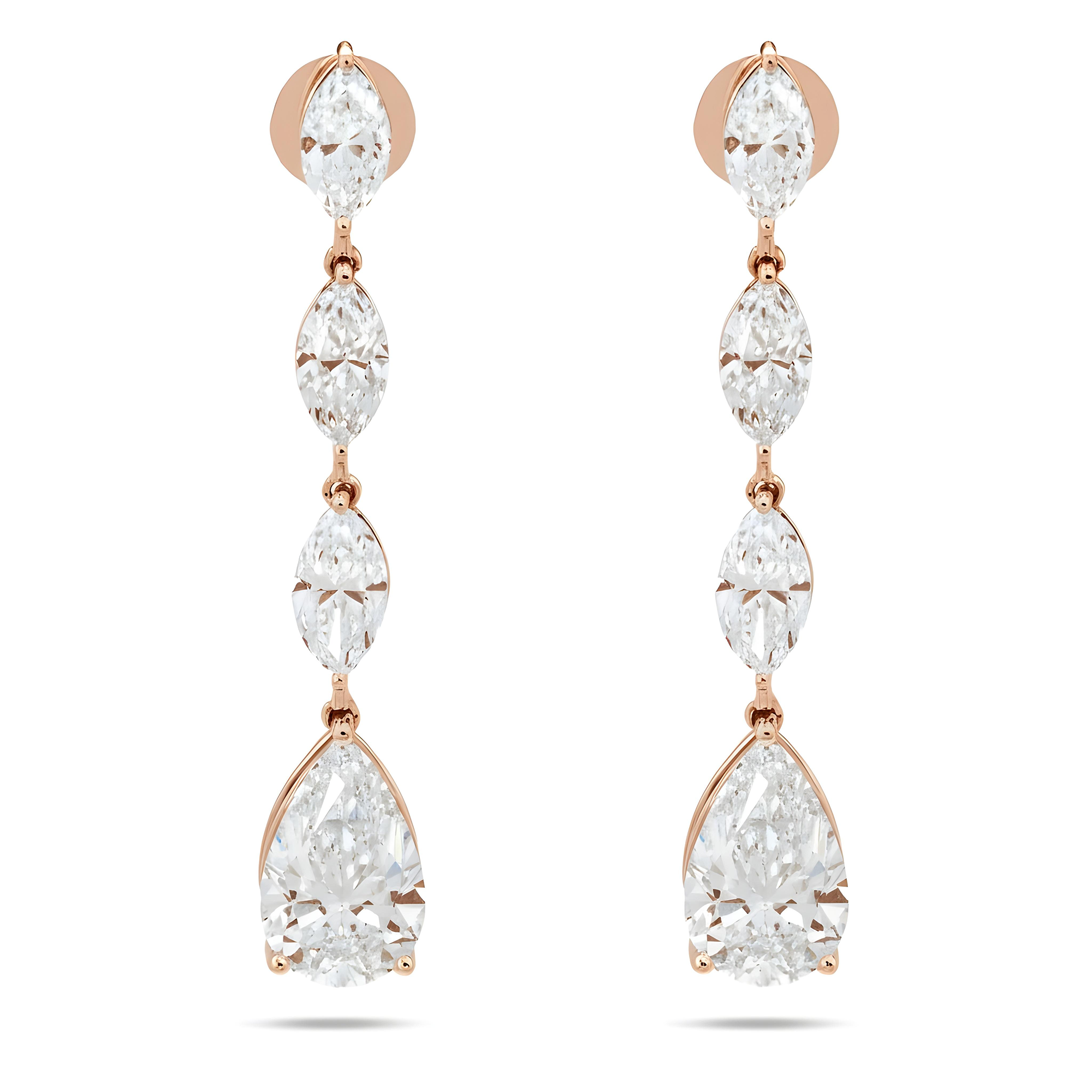 14K White Gold Marquise & Pear Cut Raindrop Earings 9.81ctw