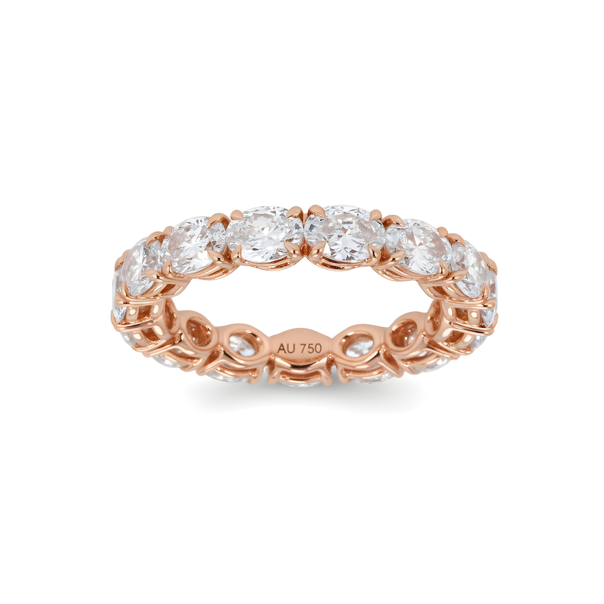 18K White Gold Horizonal Oval Diamond Eternity Ring 3.10ct (size 6.5-7.5)