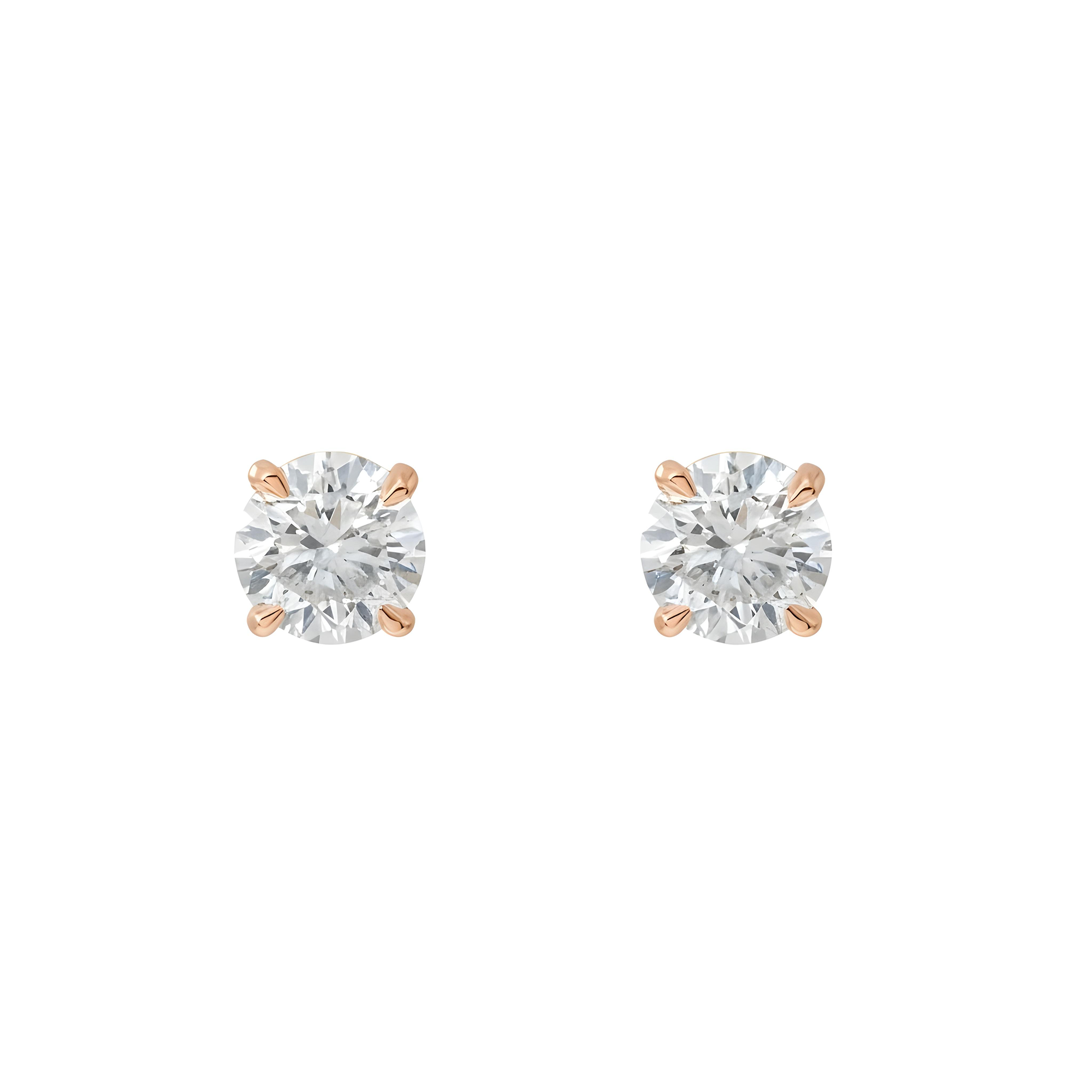 14K White Gold 1.53ct Each Solitaire Round Diamond Stud Earrings 3.06ctw