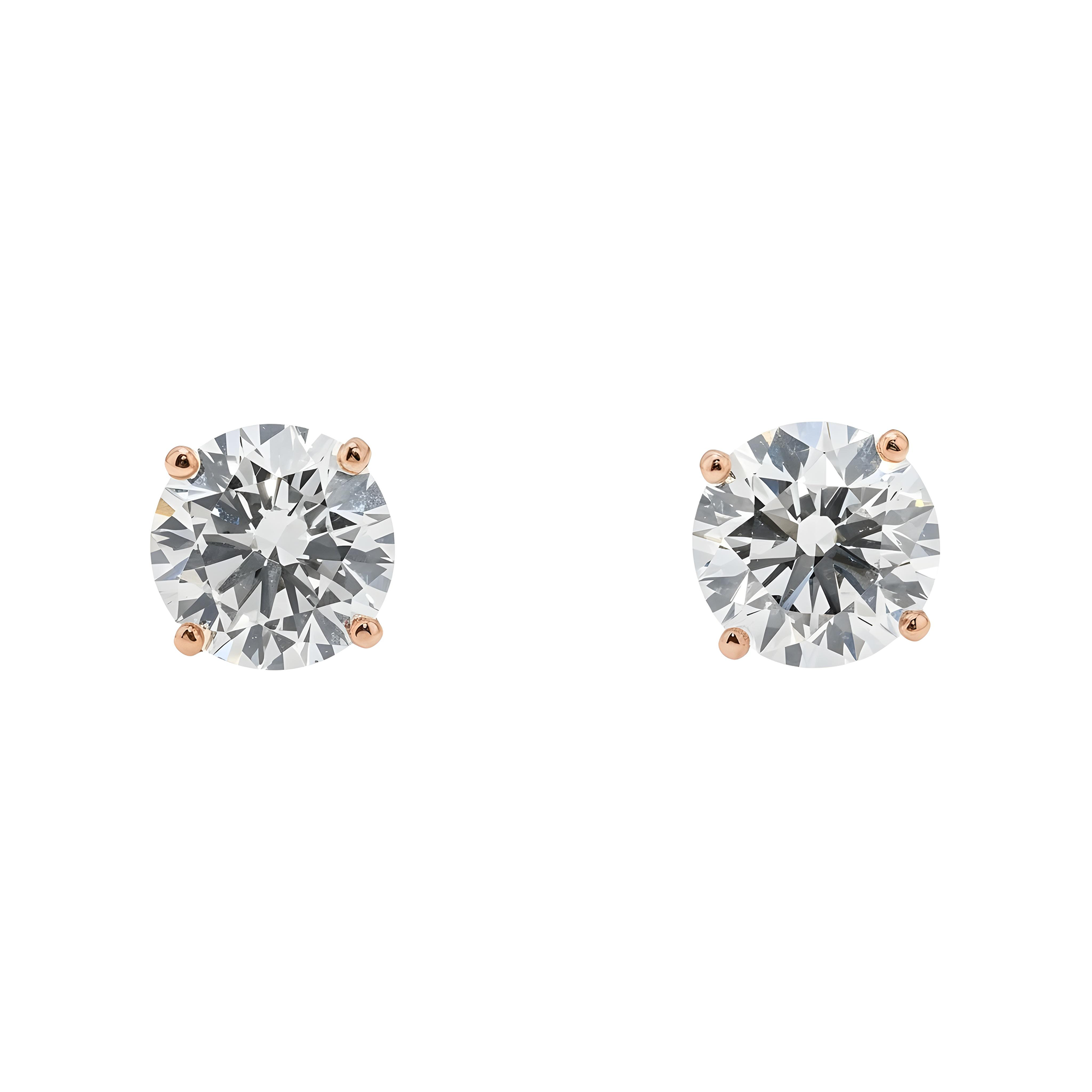 IGI 14K White Gold 3.03ct Each Solitaire Round Diamond Stud Earrings 6.08ctw