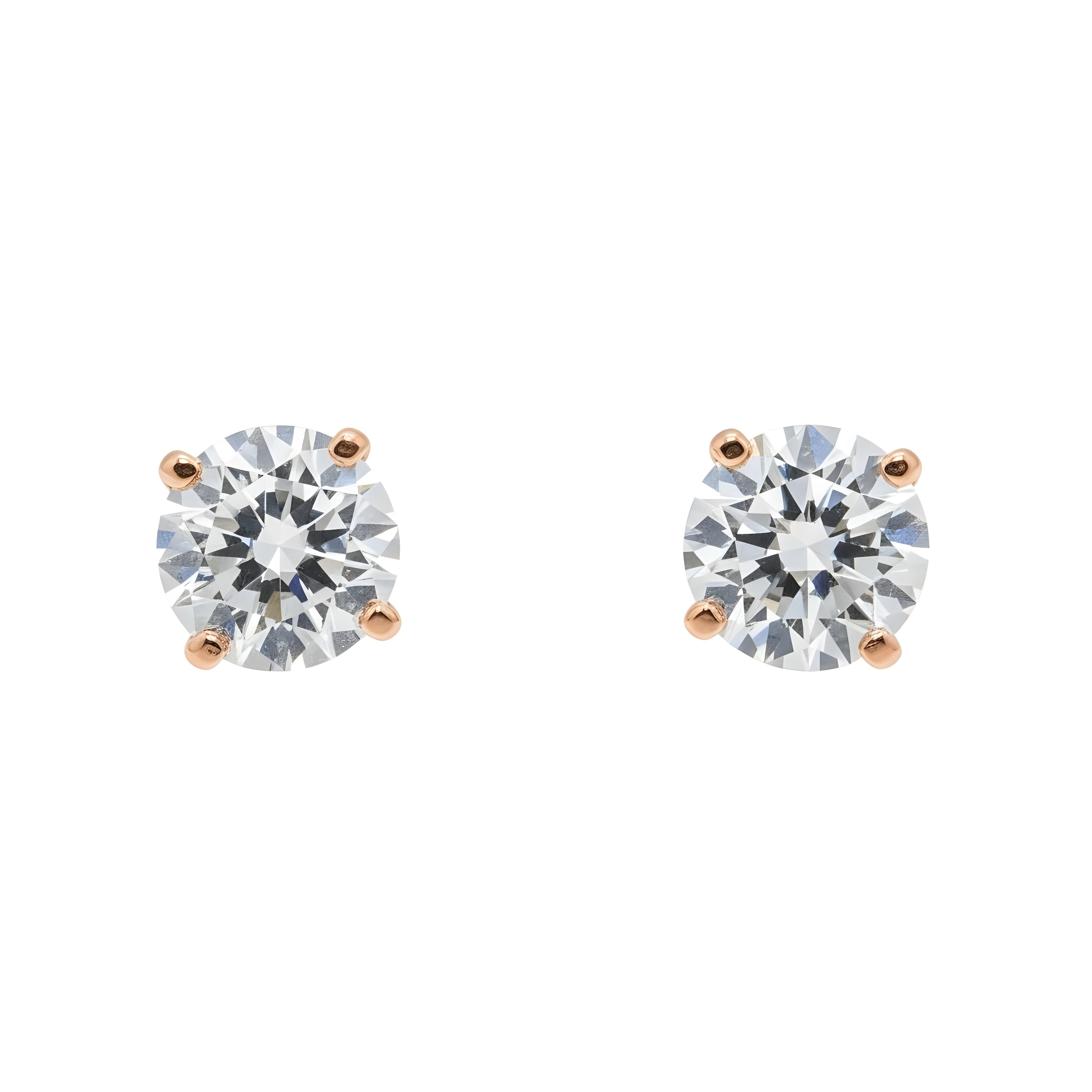 IGI 14K White Gold 1.10ct Each Solitaire Round Diamond Stud Earrings 2.20ctw
