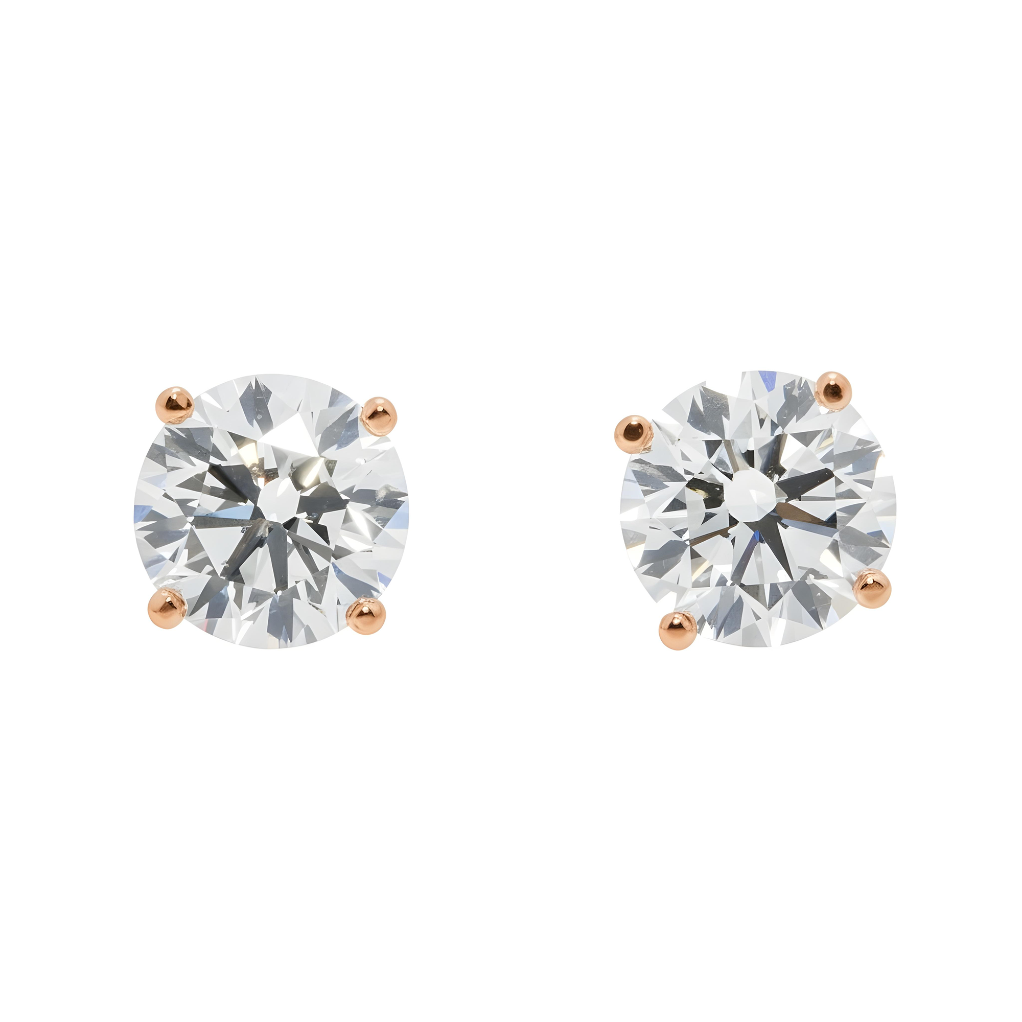 IGI 14K White Gold 2.0ct Each Soliaitre Round Diamond Stud Earrings 4.07ctw