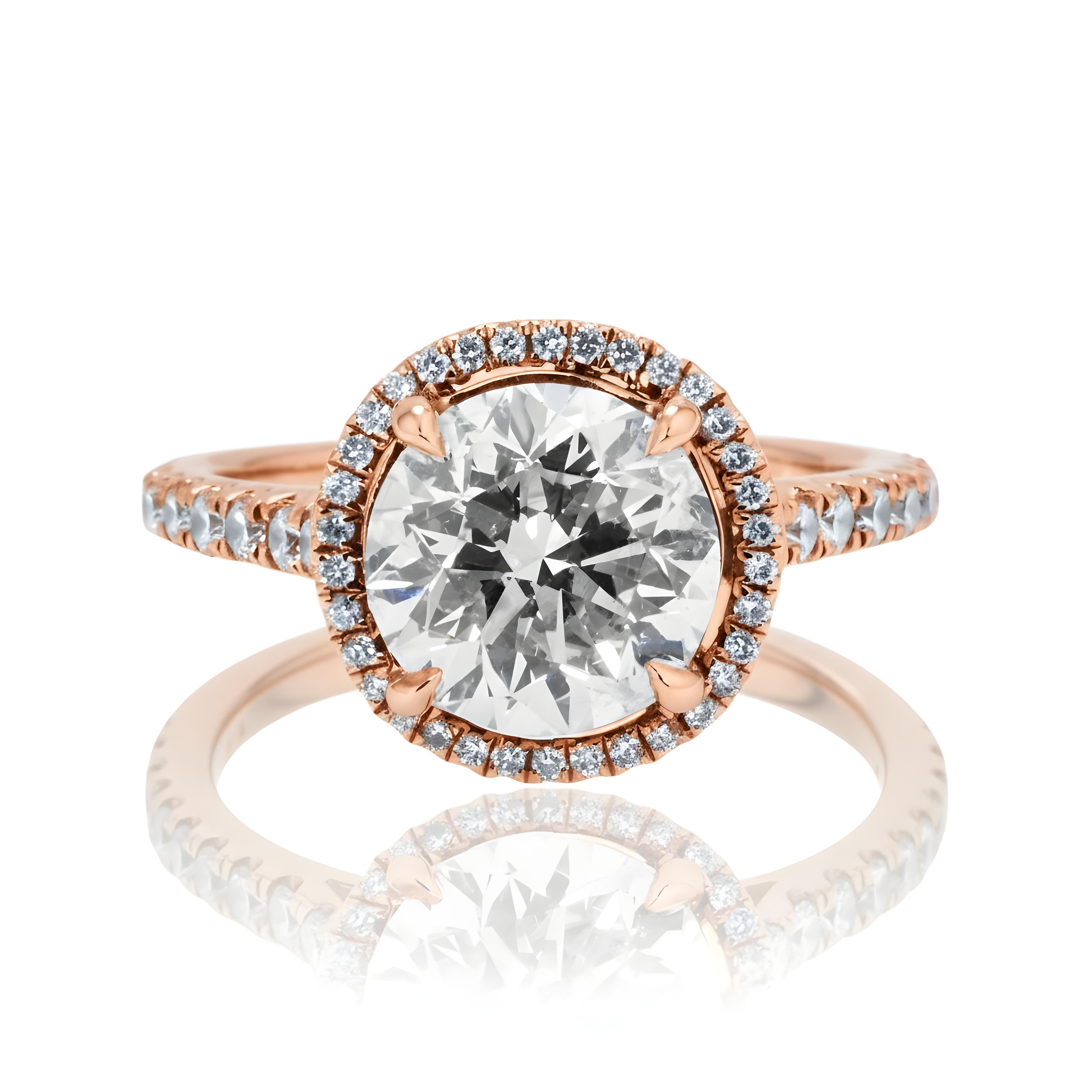 14K White Gold 3.26ctw Round Diamond Engagement Ring 3.96ctw