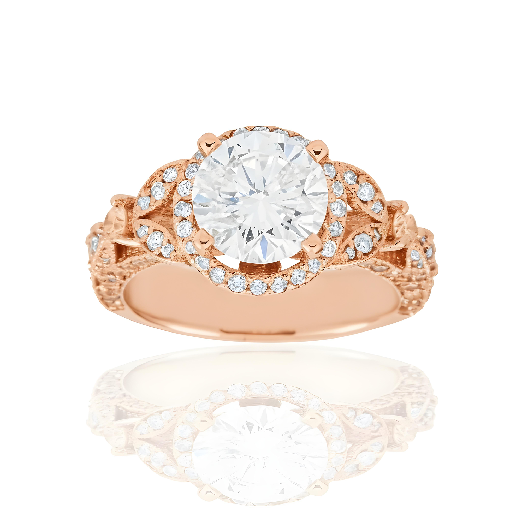 14K White Gold 1.71ct Round Diamond Engagement Ring 2.51ctw