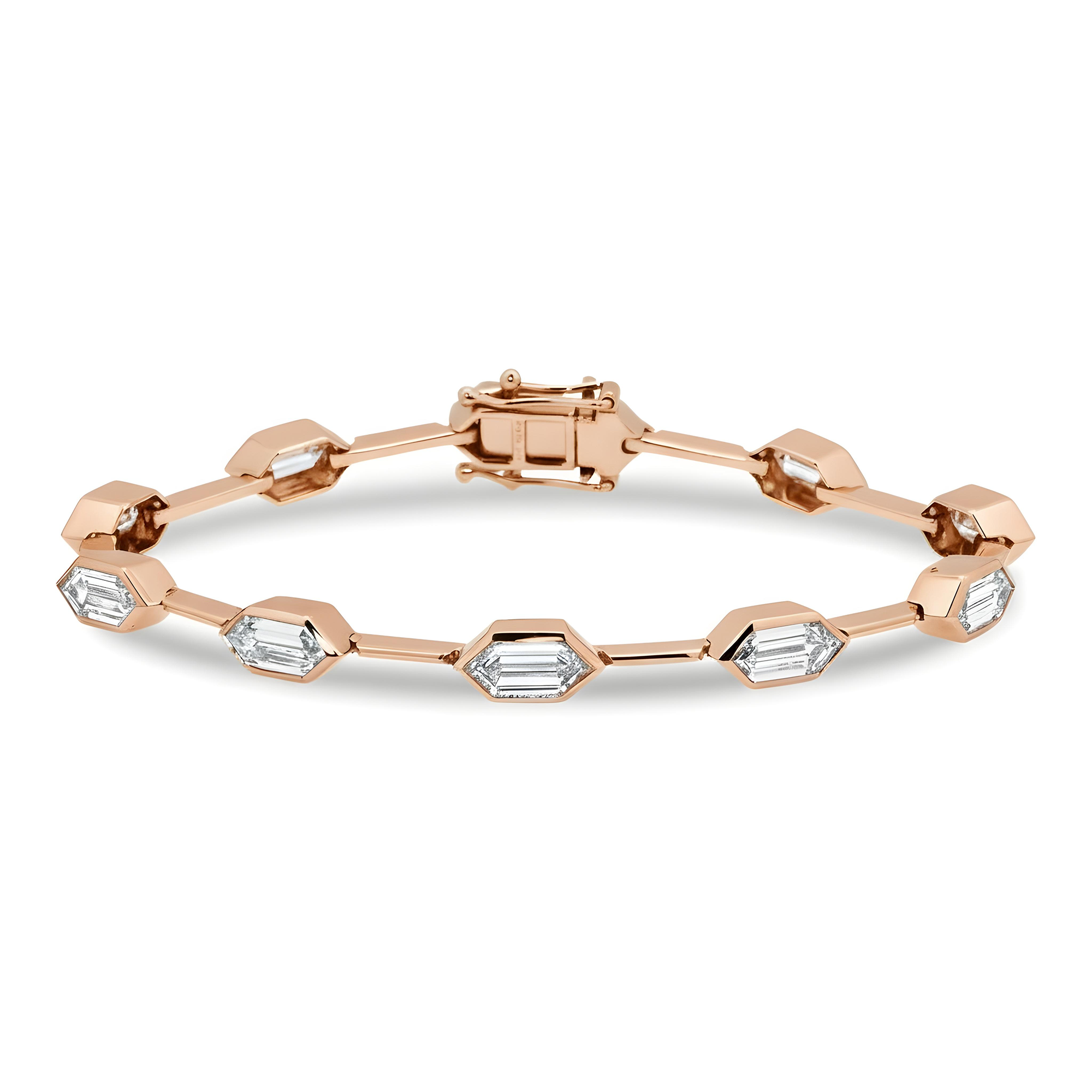 Platinum Hexagon Cut Diamond Satellite Bracelet 10.92ct