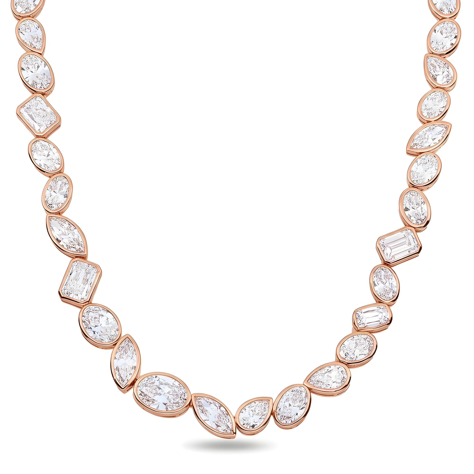 Platinum Bezel Set Multi Cut Diamond Chain 90.40ct