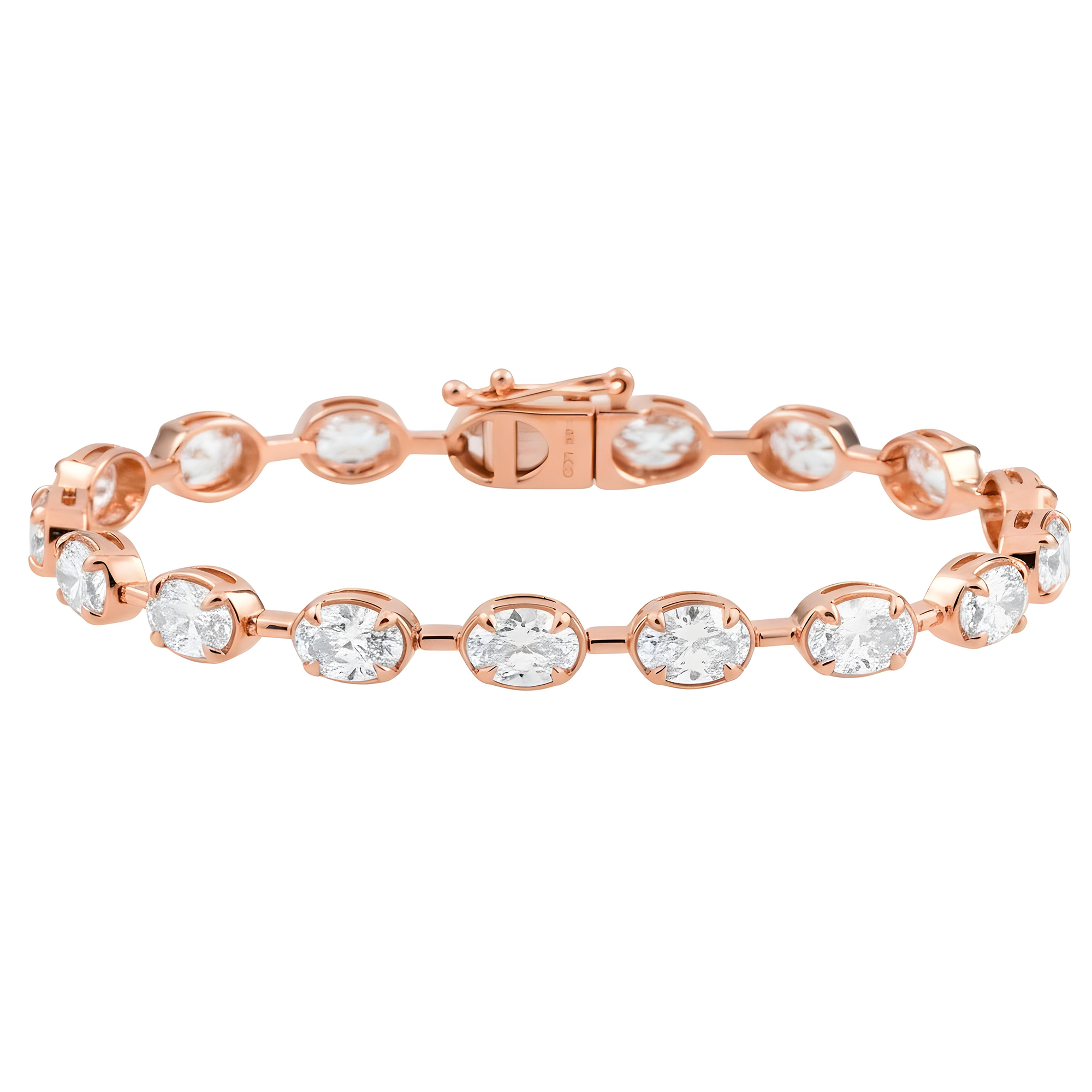 14K Yellow Gold Bezel Set Oval Cut Diamond Satellite Bracelet 9.04ct
