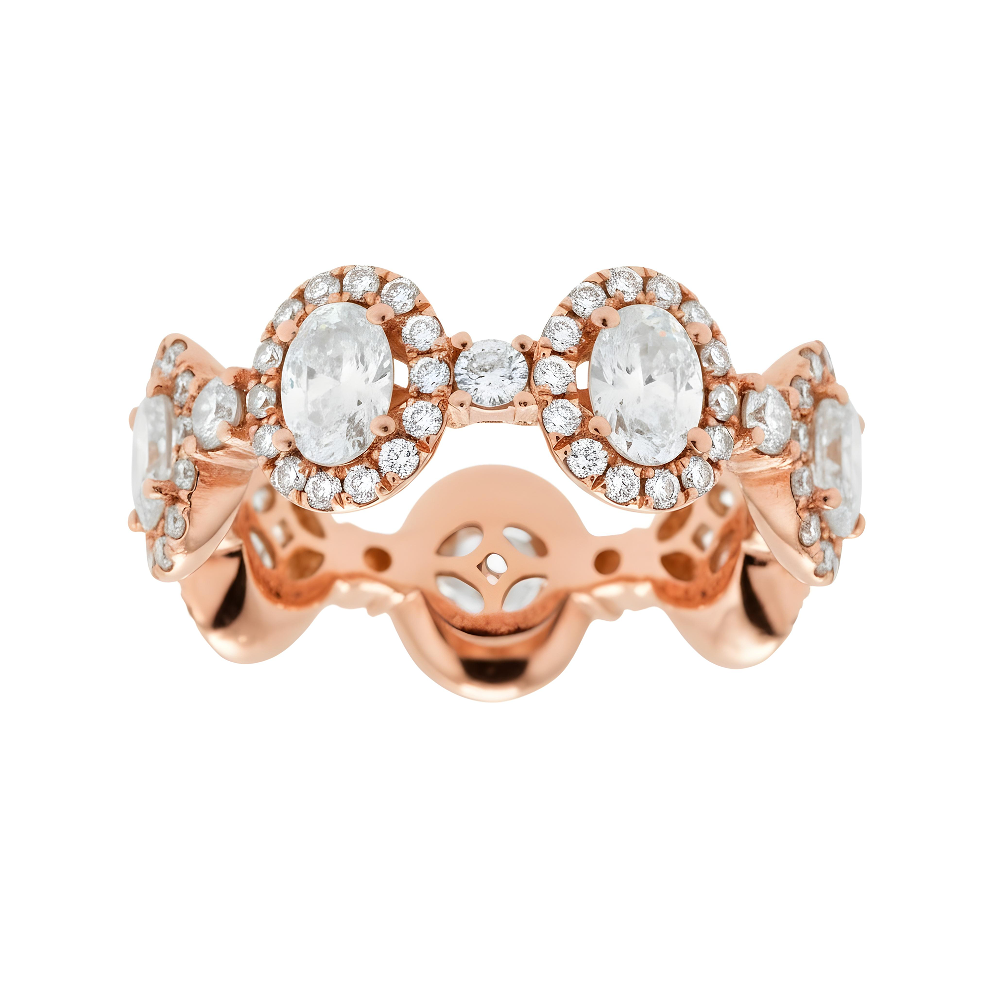18K White Gold Oval & Round Diamond Satellite Eternity Ring 2.72ct
