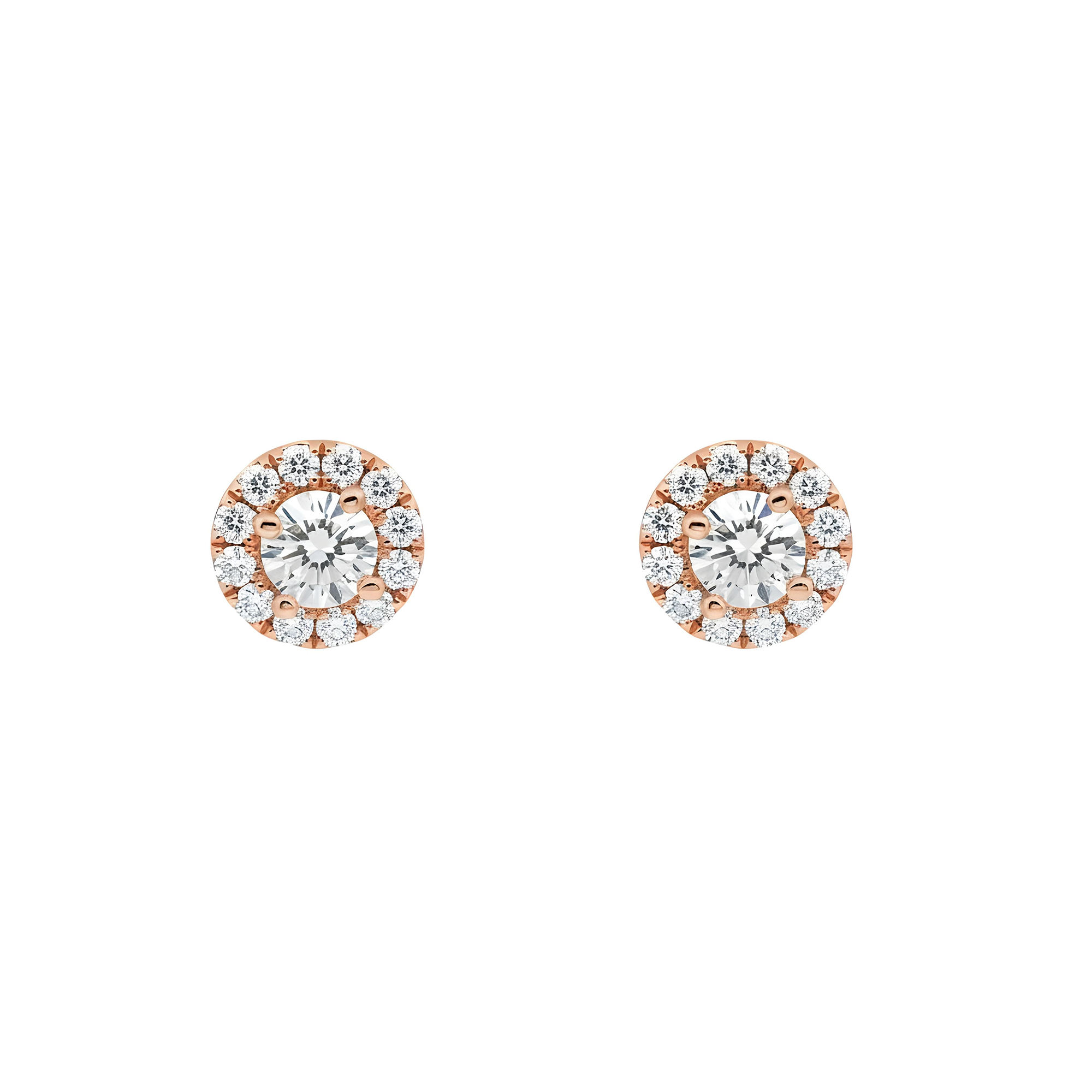 18K White Gold Round Diamond Halo Stud Earrings 1.35ctw