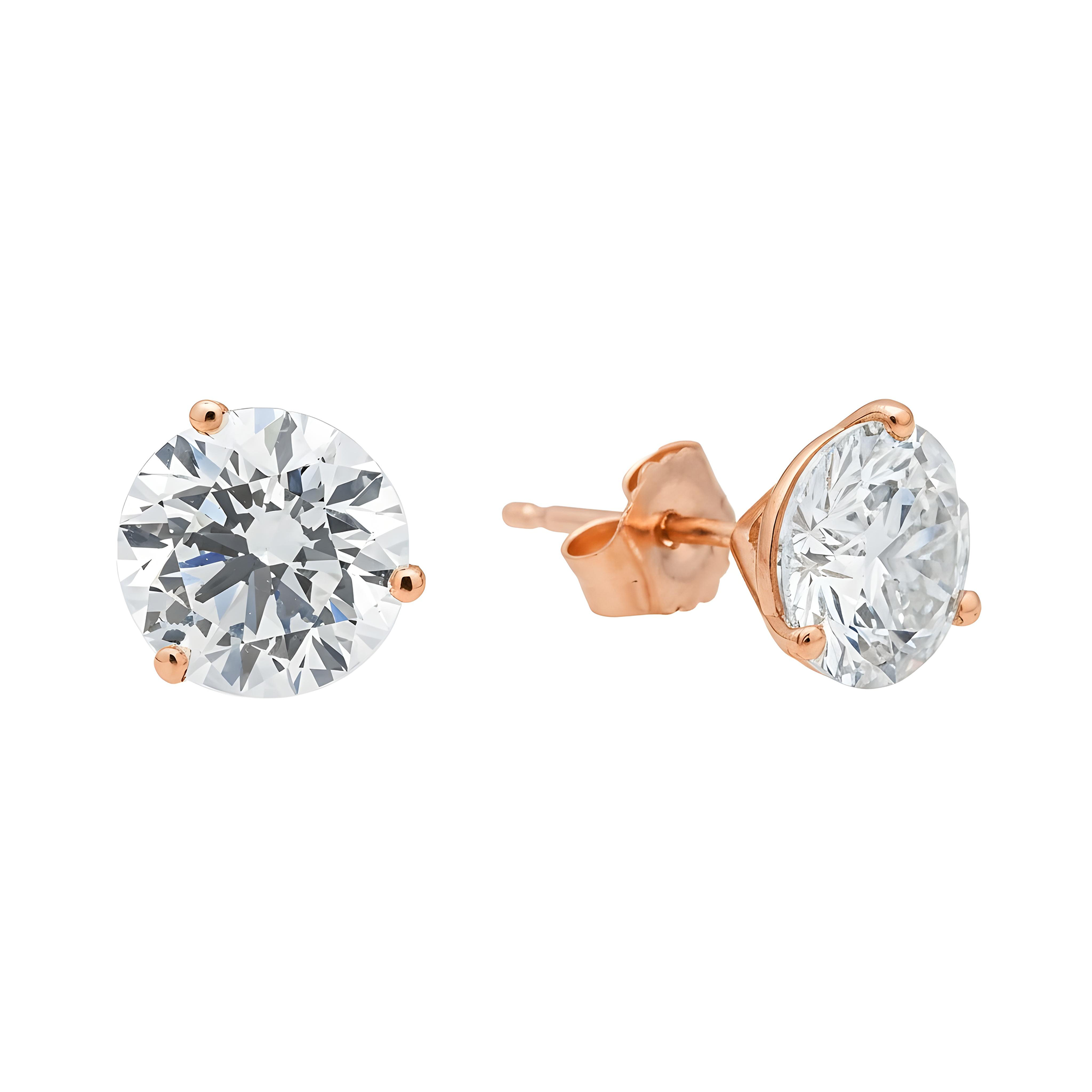 14K Gold Solitaire Round Diamond Stud Earrings 6.0ctw