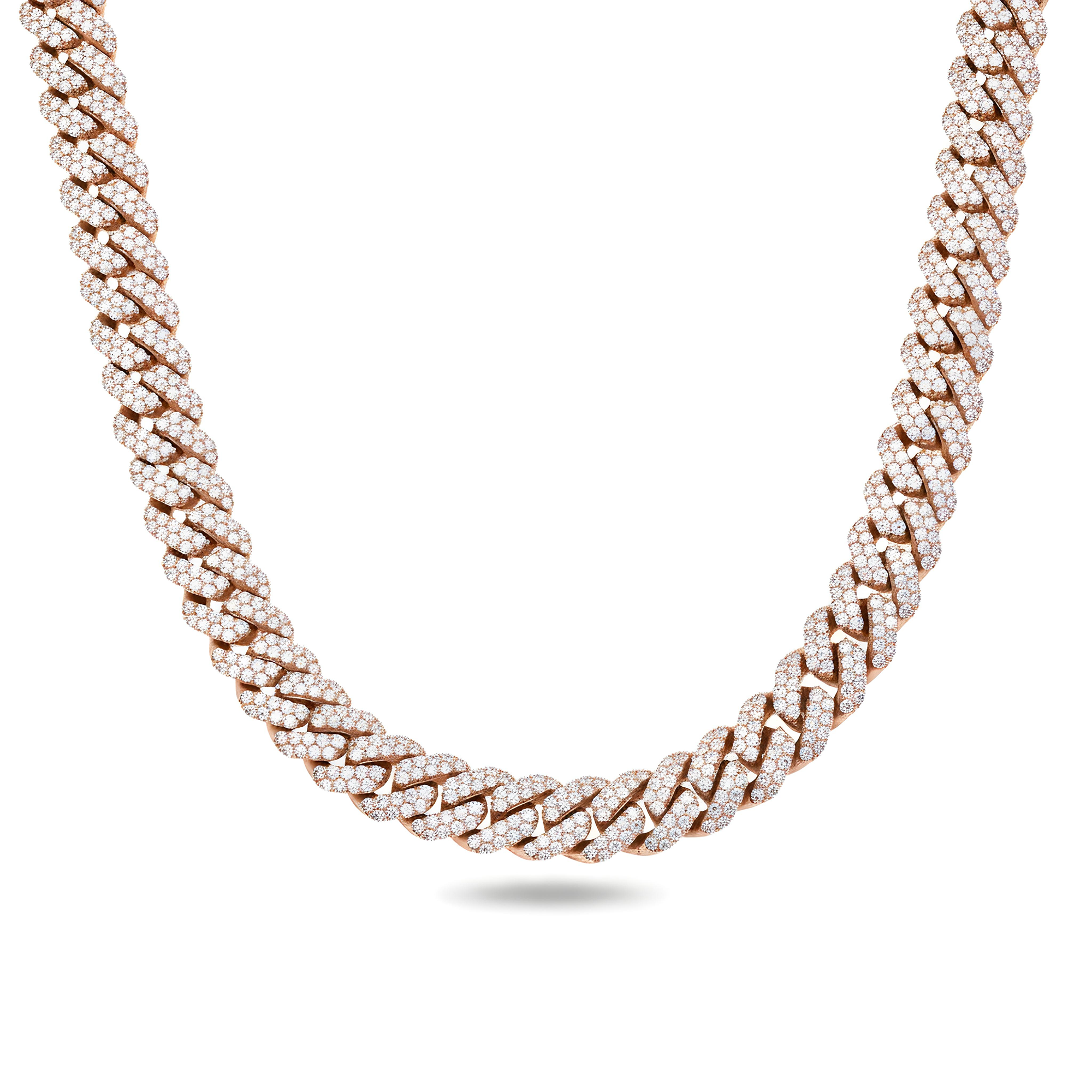 14K Yellow Gold Round Diamond Cuban Link Chain 34.0ct