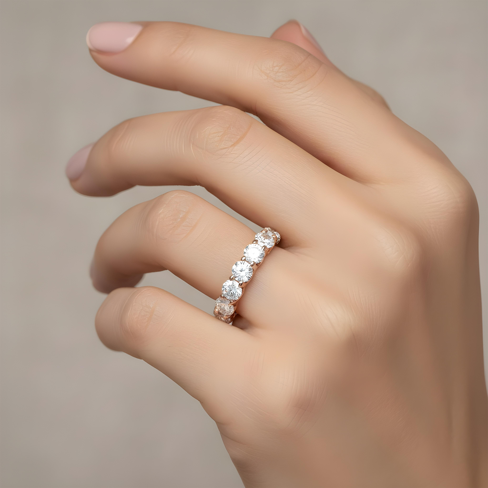 14K White Gold Round Diamond Eternity Ring 7.04ct