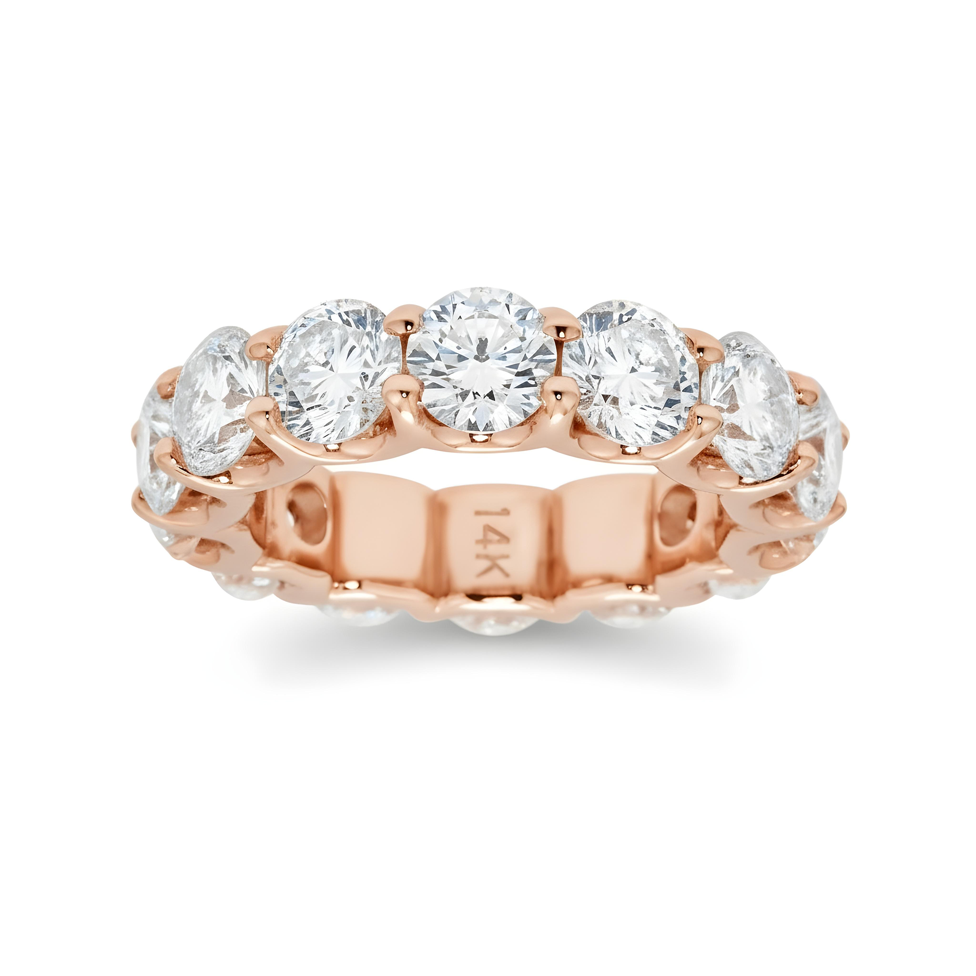 14K White Gold Round Diamond Eternity Ring 7.04ct