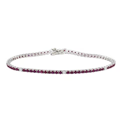 3 Piece Bundle Deal - White Gold Ruby & Diamond Necklace & Bracelets Set