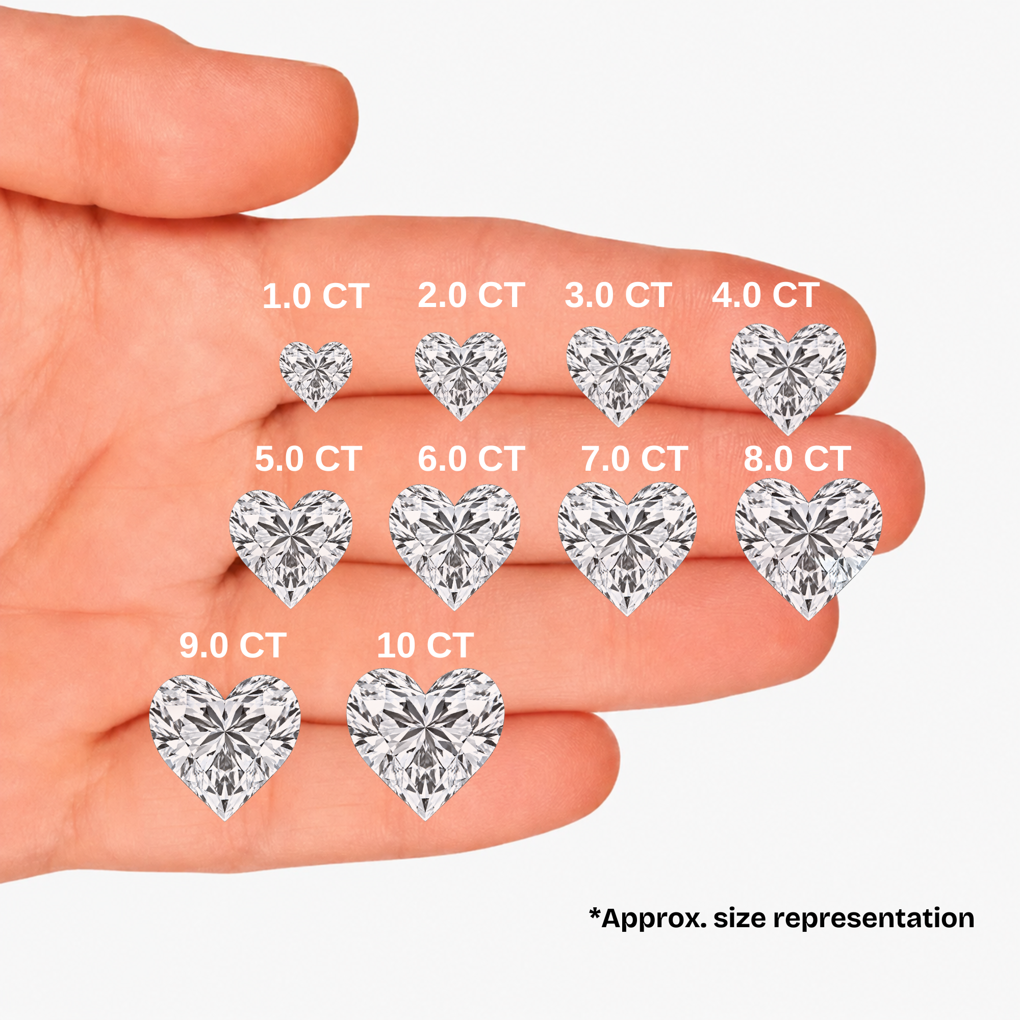 Choose Your Size - 14K White Gold IGI Heart Diamond Stud Earrings (2.0ct-20ct total)