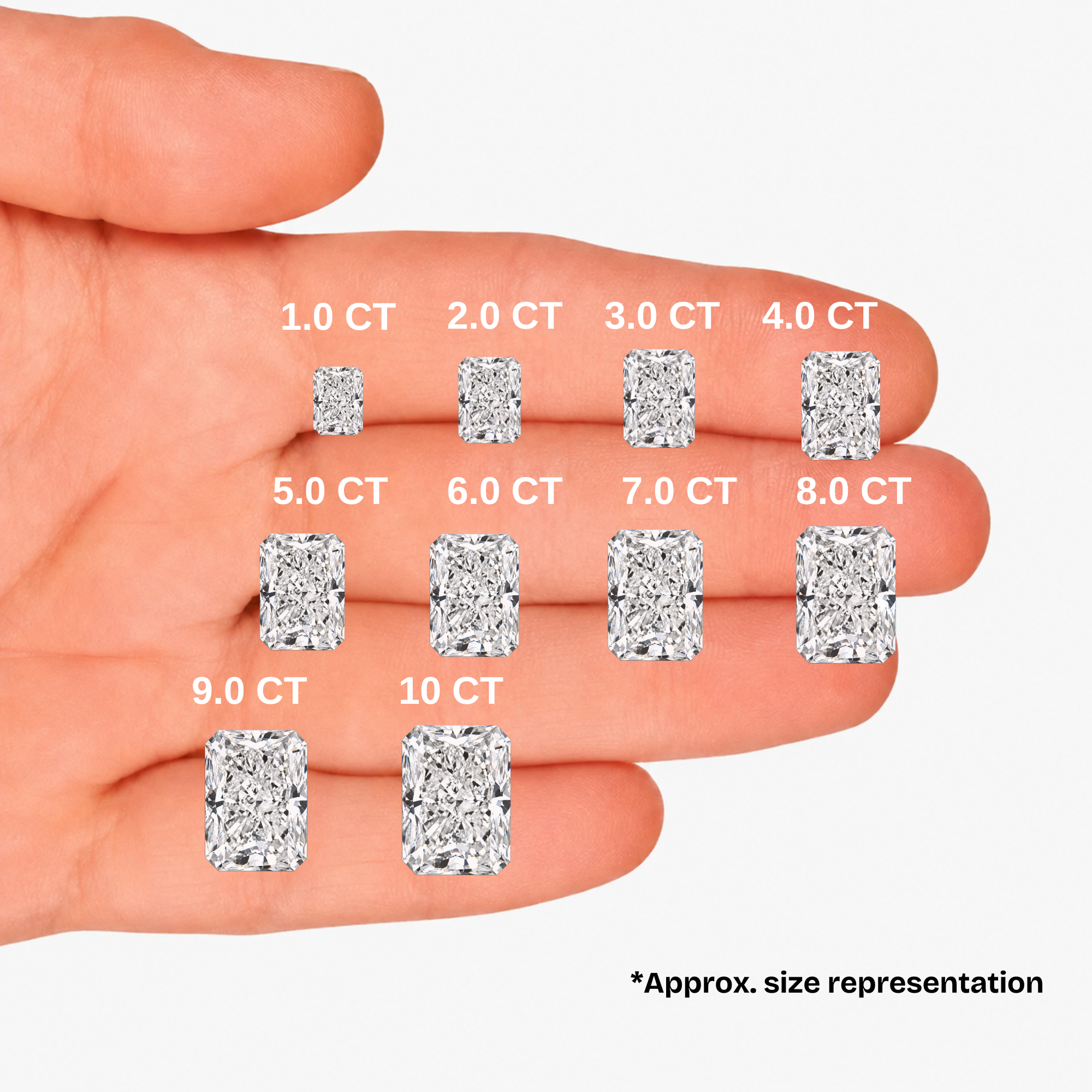 Choose Your Size - 14K White Gold IGI Radiant Diamond Stud Earrings (2.0ct-20ct total)