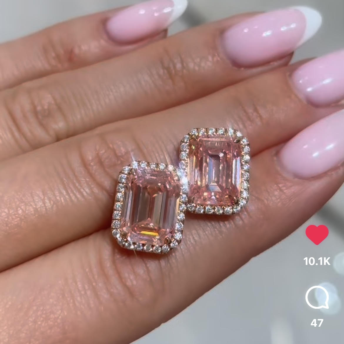 GIA 18K Rose Gold Emerald Cut Fancy Vivid Pink Diamond Stud Earrings 12.10ctw