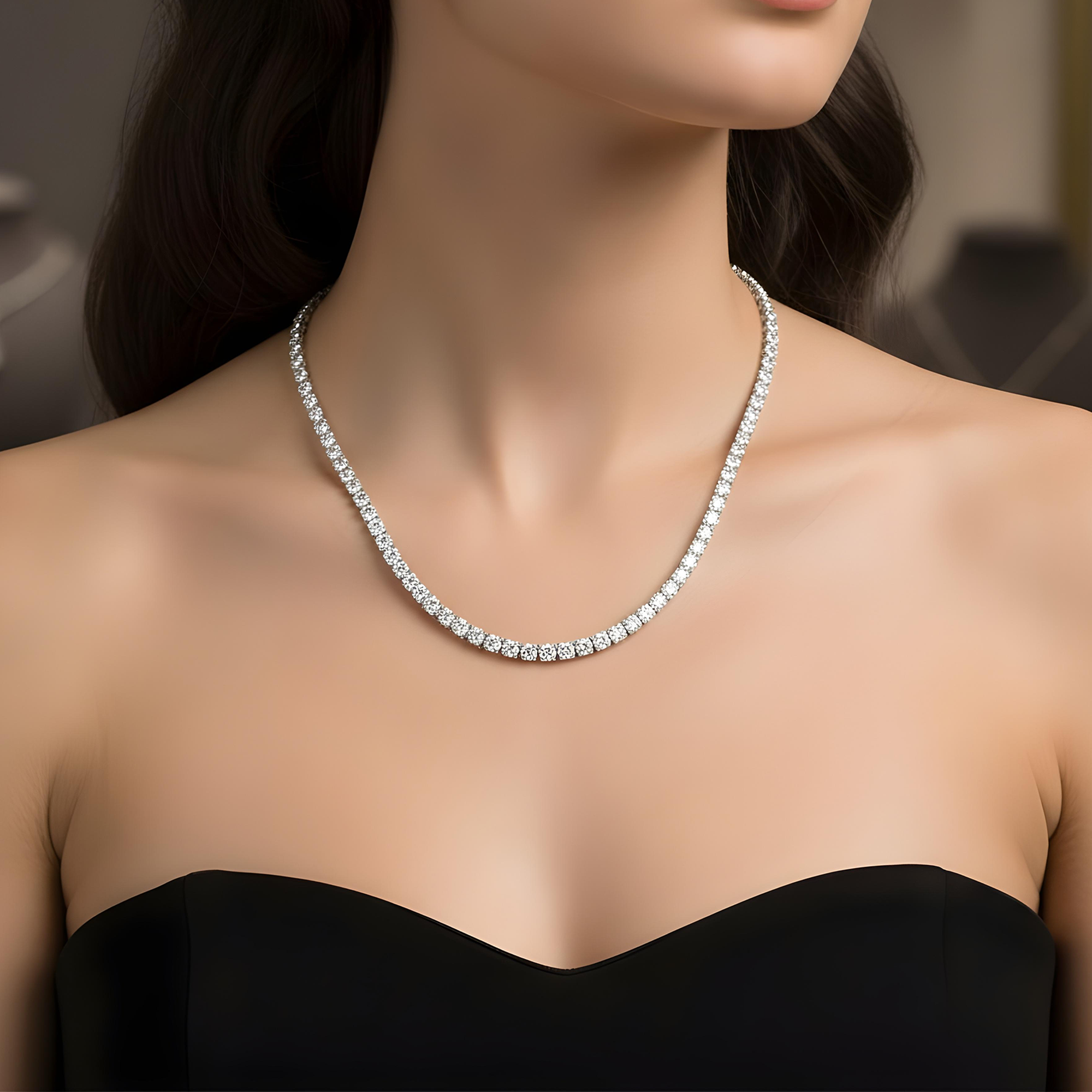 14K Yellow Gold Round Diamond Tennis Chain 53.50ct