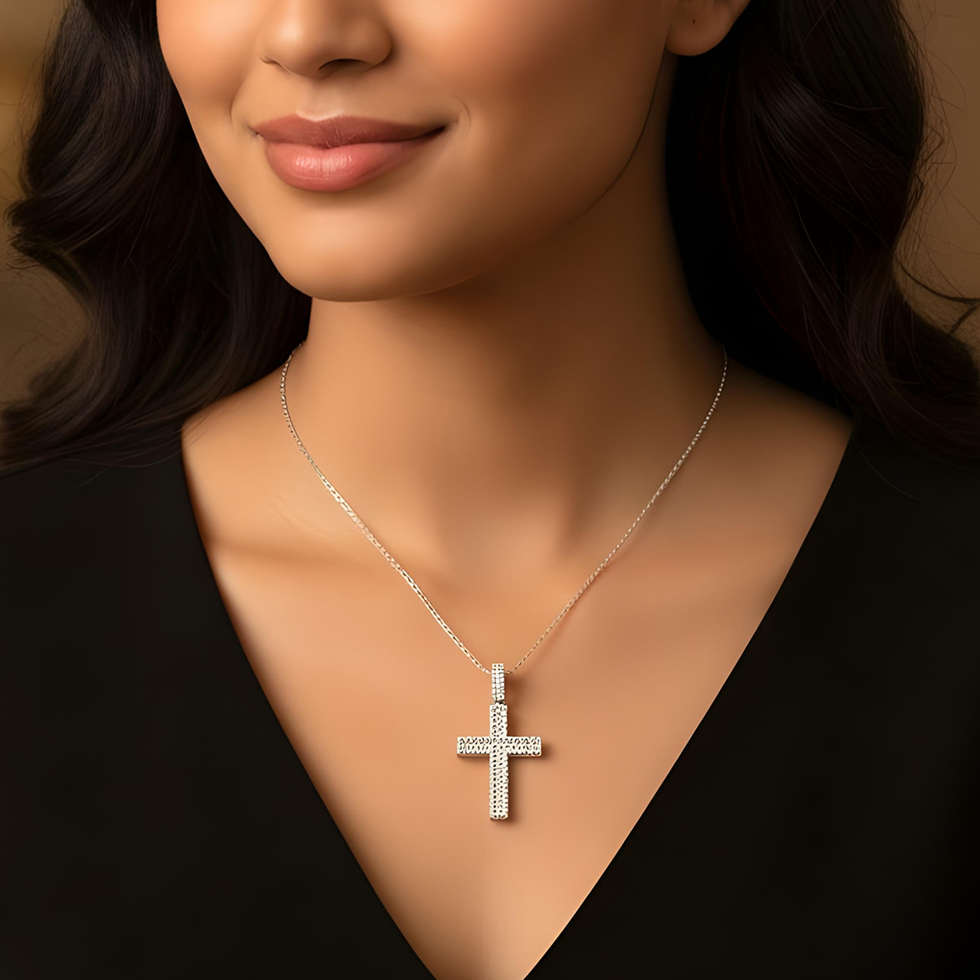 14K Yellow Gold Triple Sided Round & Asscher Cut Diamond Cross Pendant 9.54ct