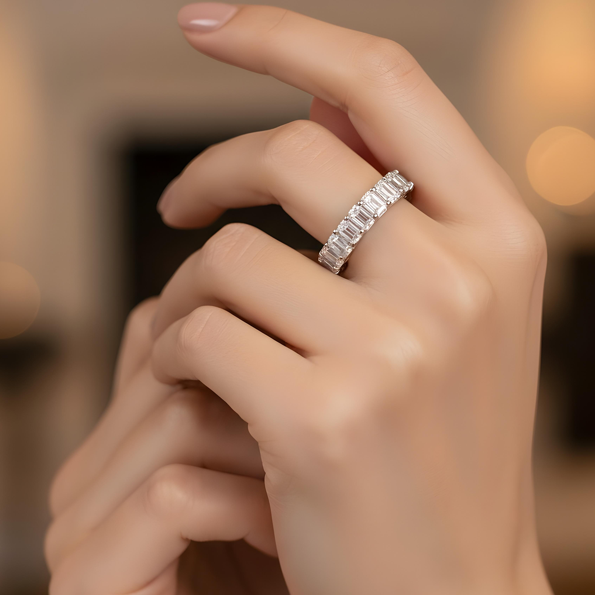 14K Rose Gold Emerald Cut Diamond Eternity Ring 6.15ct (size 6-8)