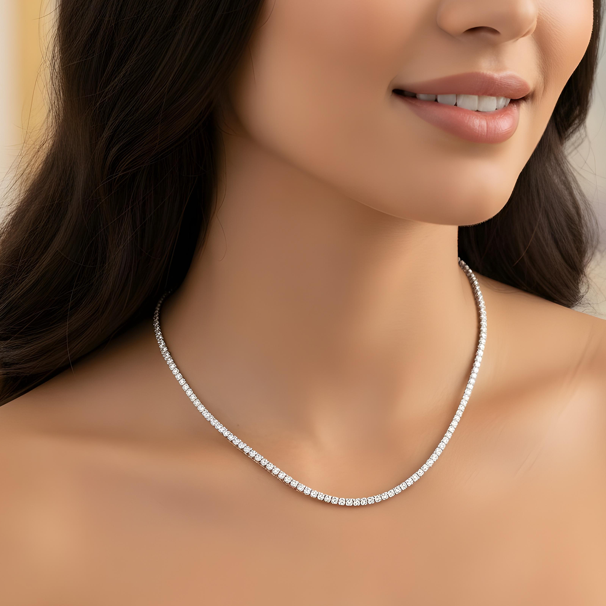14K Rose Gold Round Diamond Tennis Chain 9.35ct