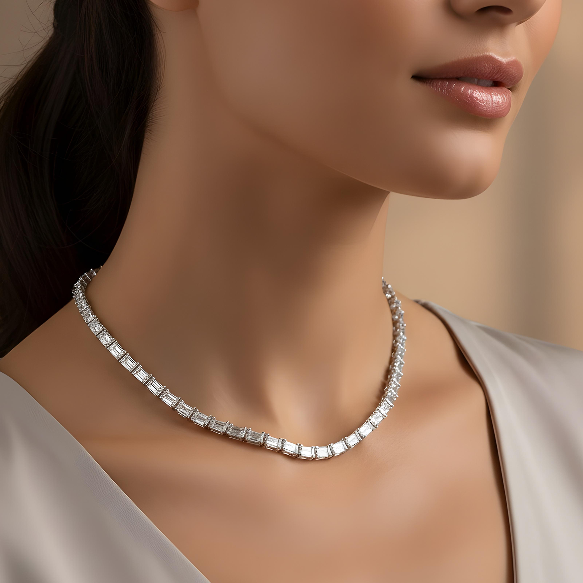 14K Rose Gold Emerald Cut Diamond Chain 110ct