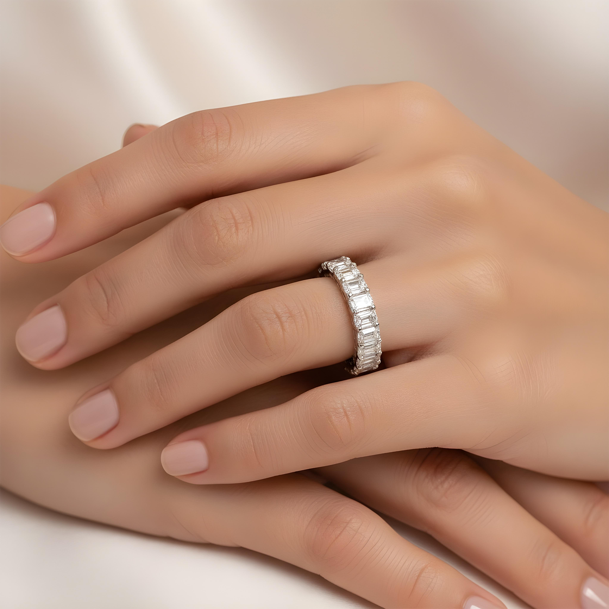 14K Rose Gold Emerald Cut Diamond Eternity Ring 6.15ct (size 6-8)