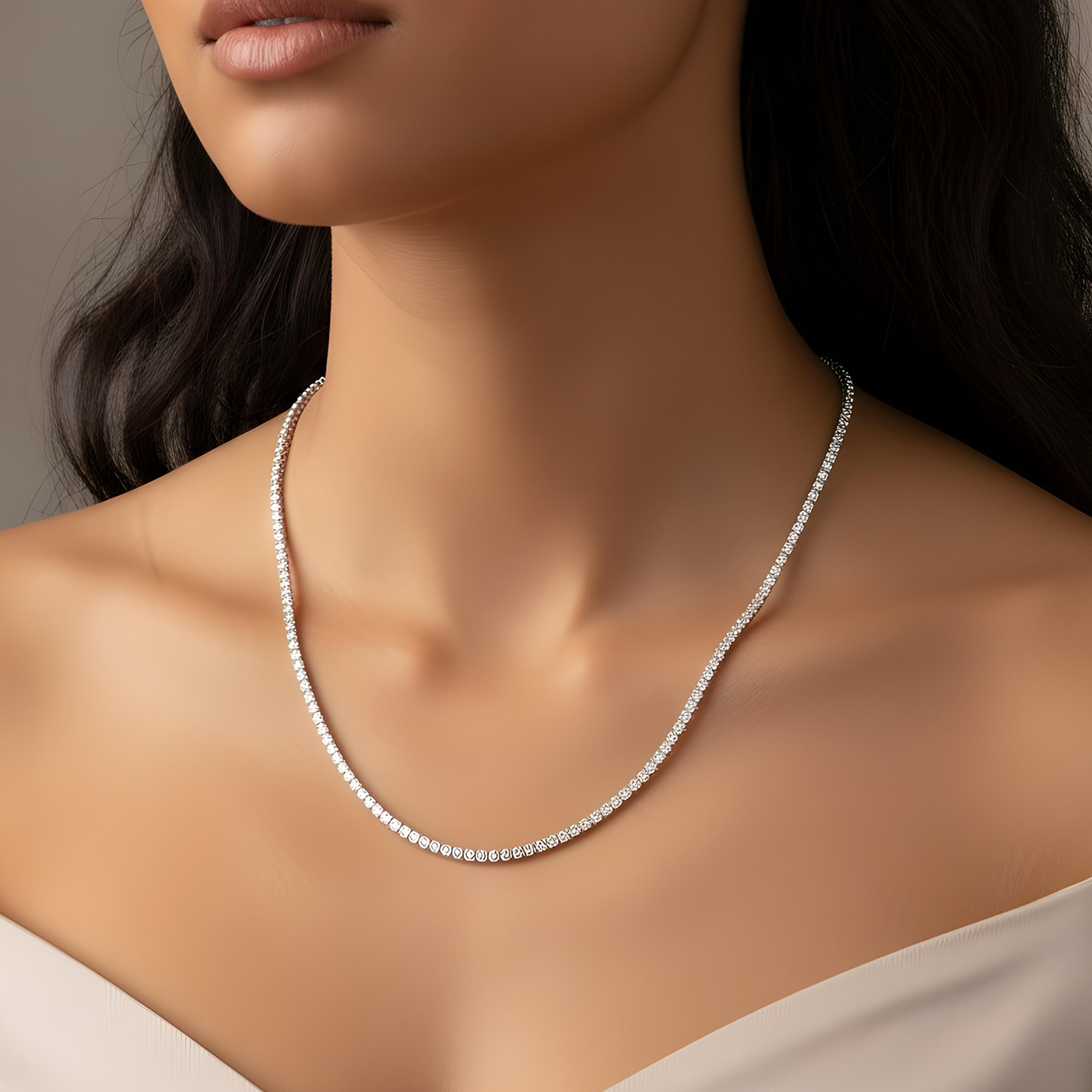 14K Rose Gold Round Diamond Tennis Chain 9.35ct