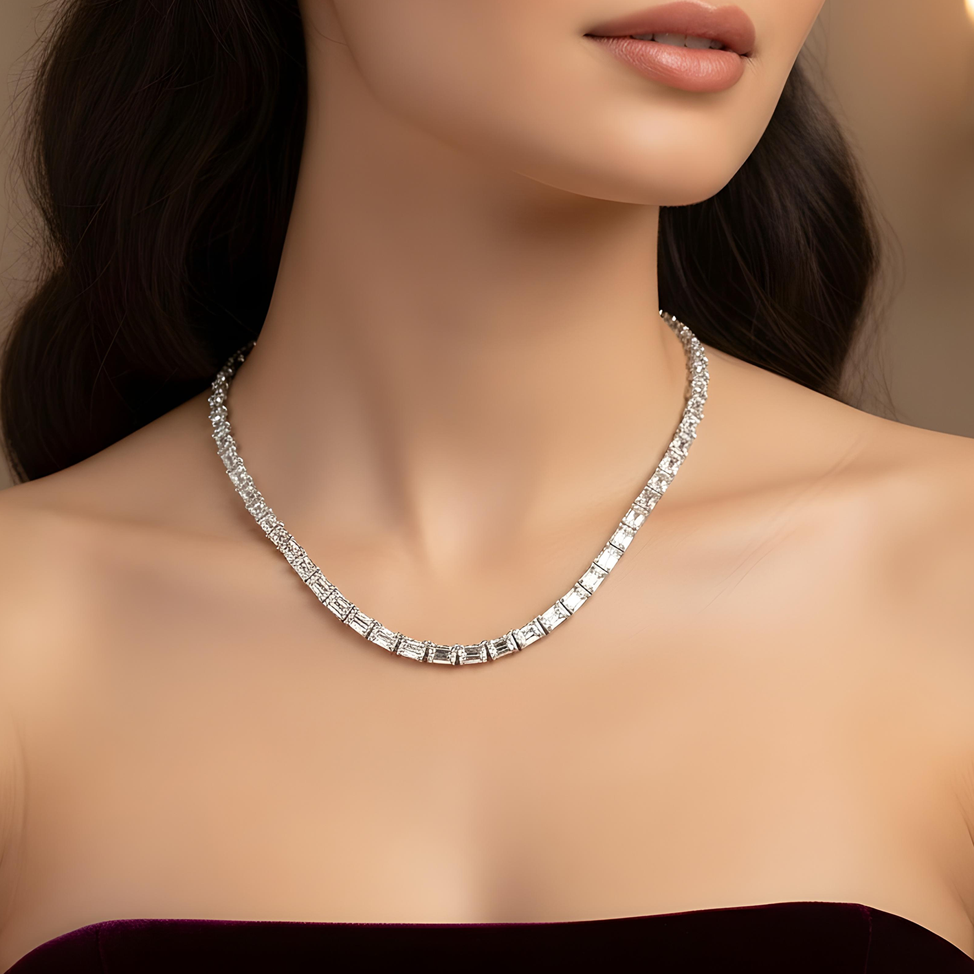 14K Rose Gold Emerald Cut Diamond Chain 110ct