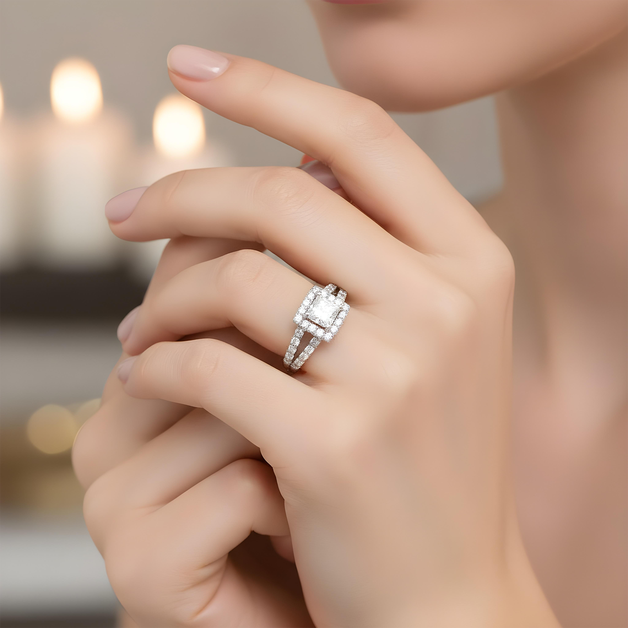 14K Rose Gold 1.0ct Princess Cut Diamond Engagement Ring 1.81ctw
