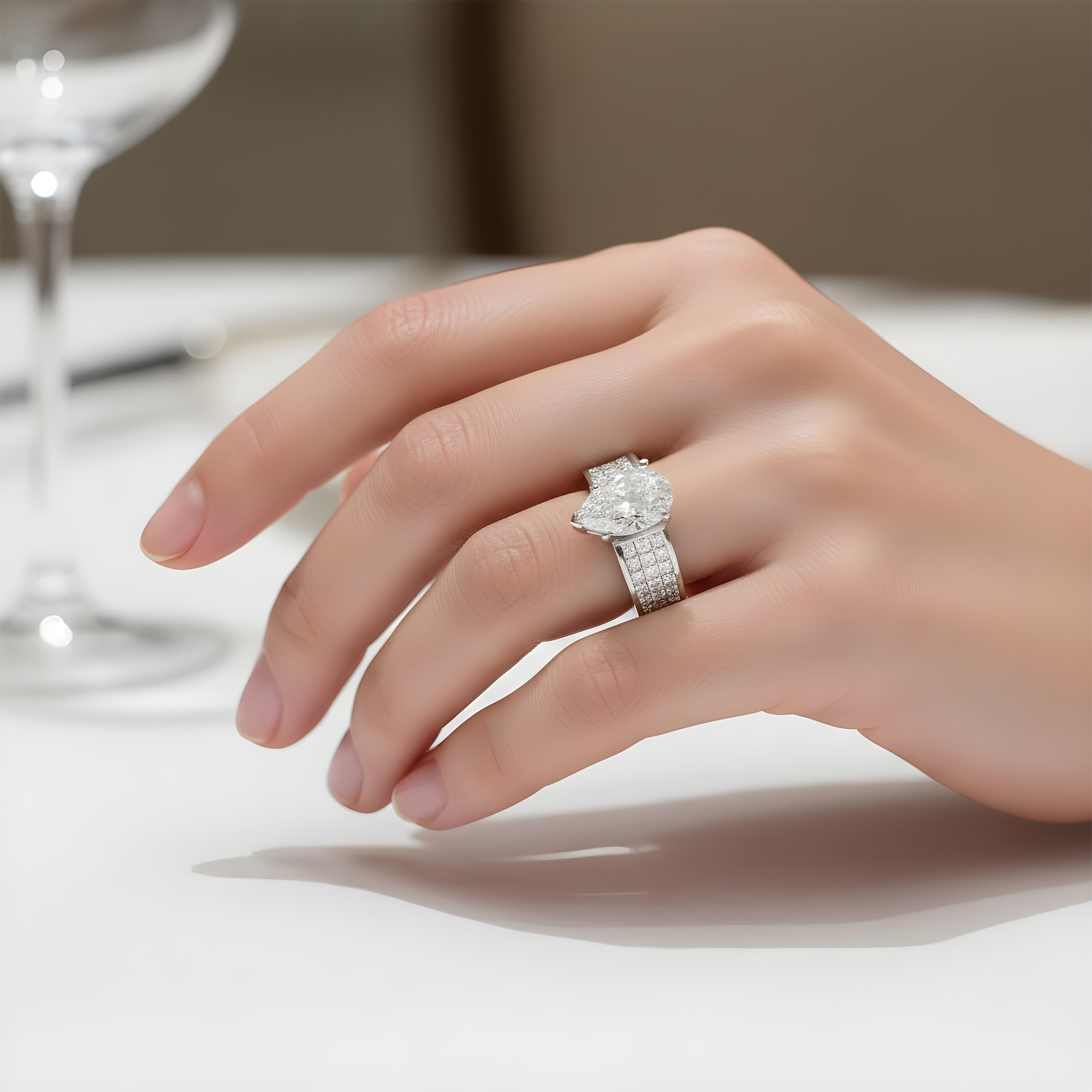 18K Yellow Gold 6.28ct Pear Diamond Engagement Ring 7.92ctw