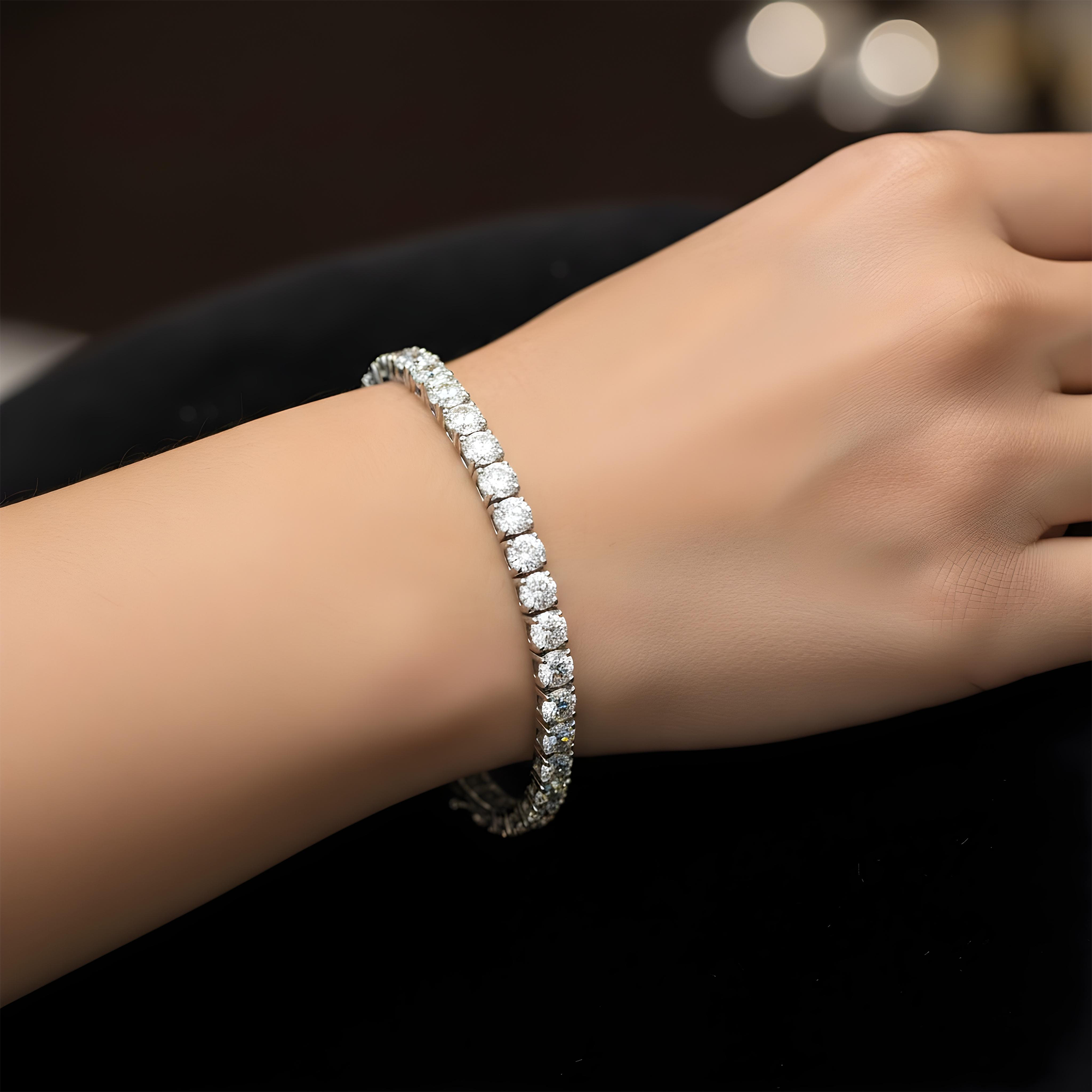 18K Rose Gold Round Diamond Tennis Bracelet 16.40ct
