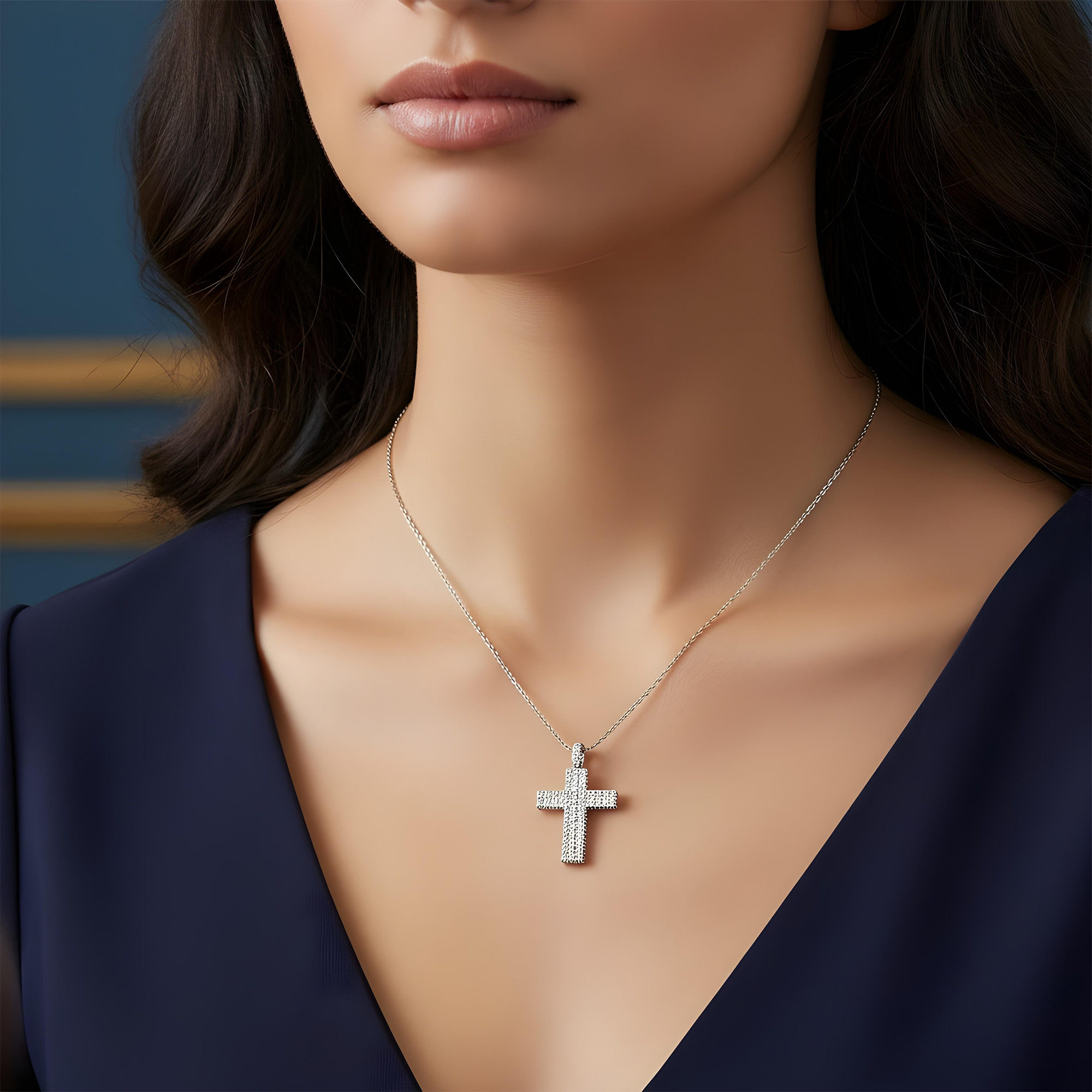 14K Rose Gold Emerald Cut Diamond Cross Pendant 17.34ct