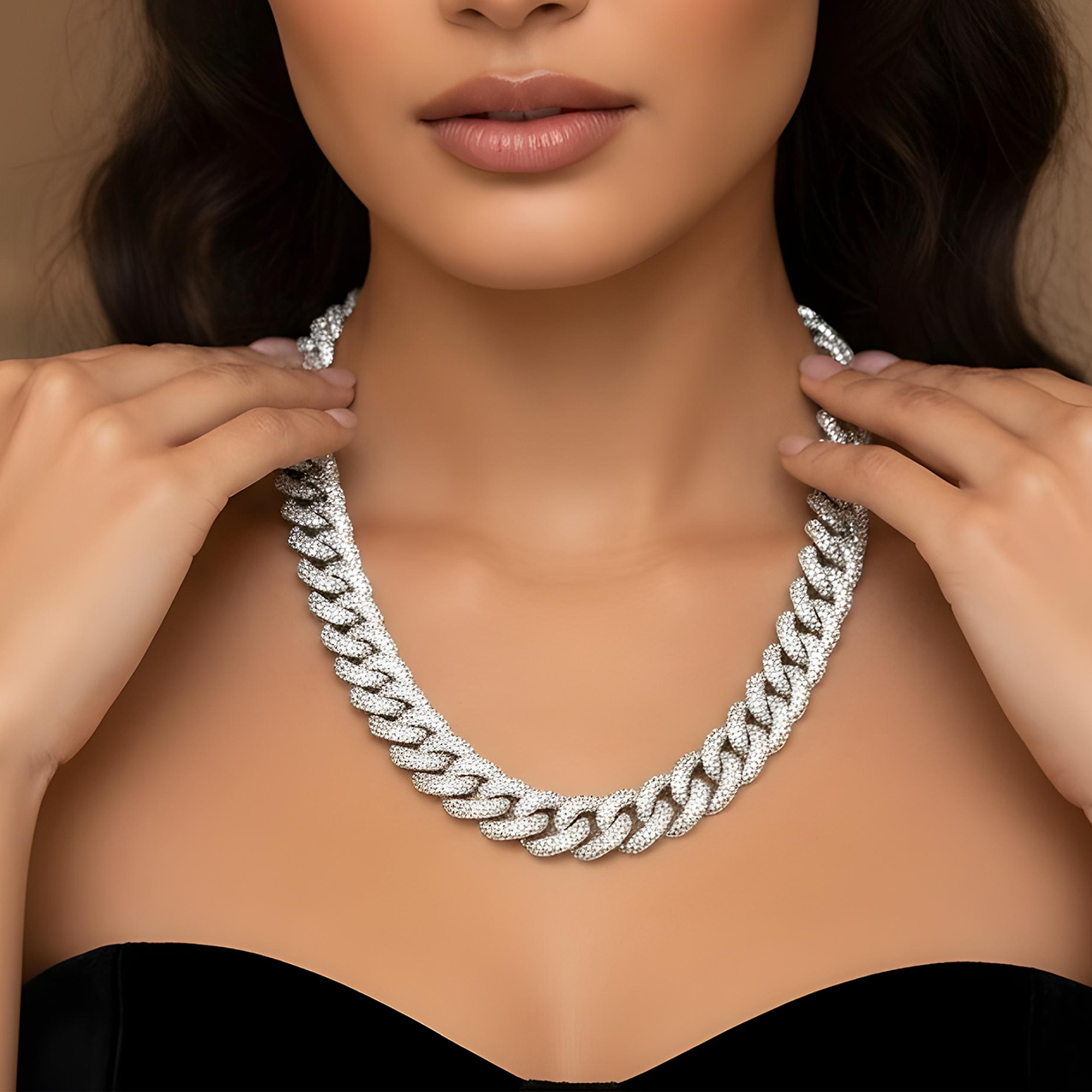 14K Yellow Gold Round Diamond Cuban Link Chain 52.0ct