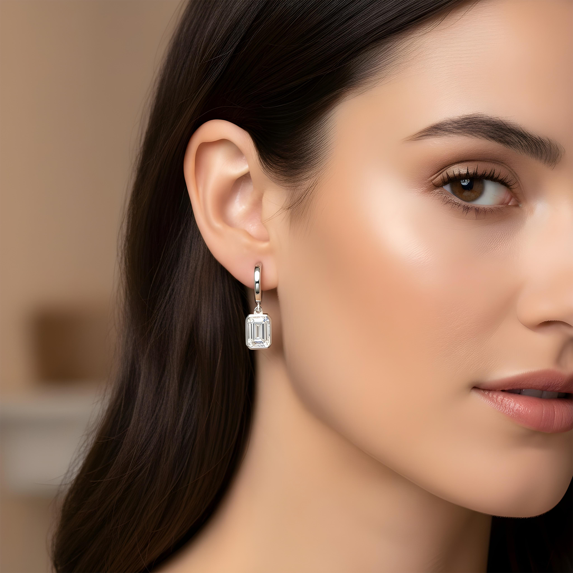 14K Yellow Gold Emerald Cut Diamond Drop Earrings 2.48ctw