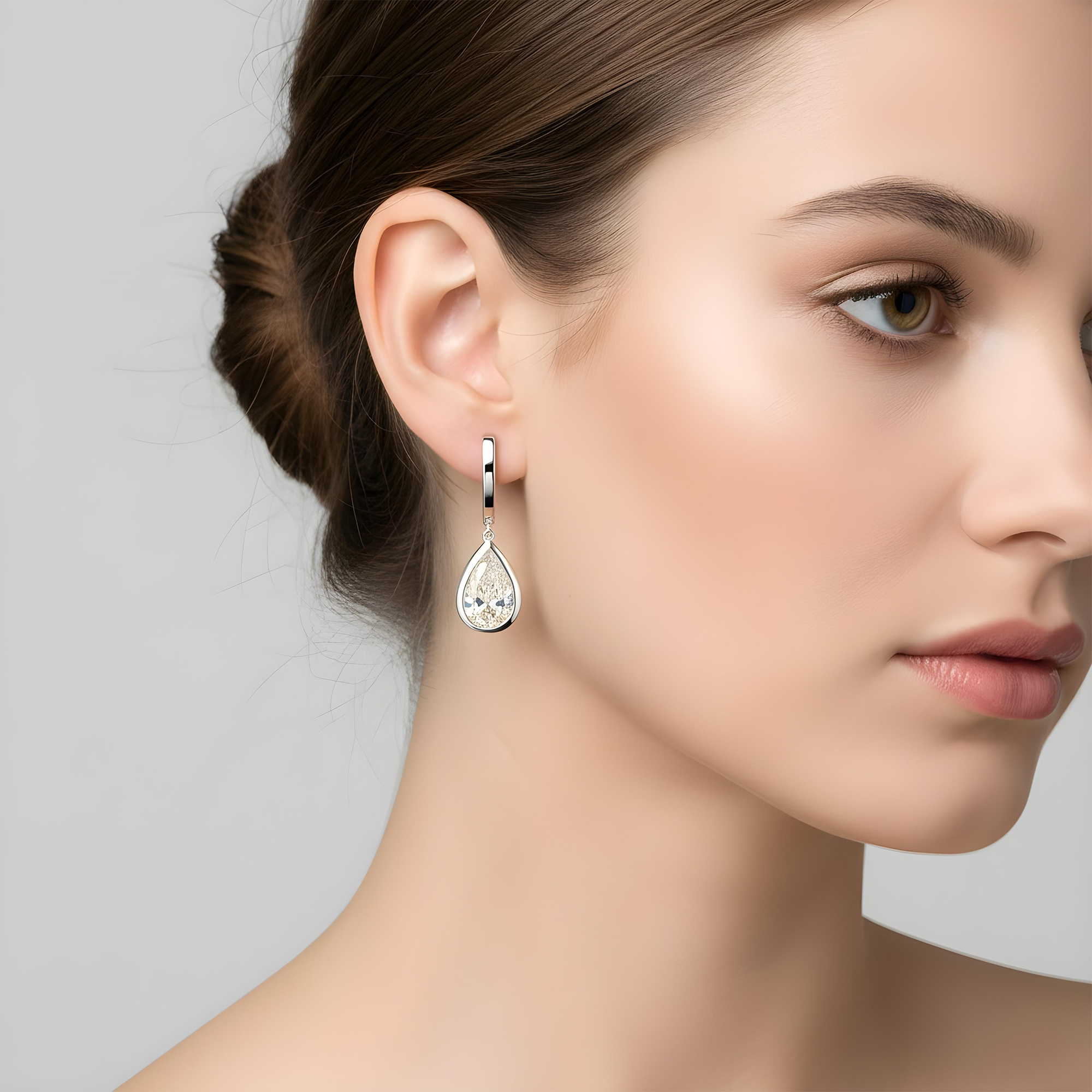 14K Yellow Gold Pear Cut Diamond Drop Earrings 4.06ctw
