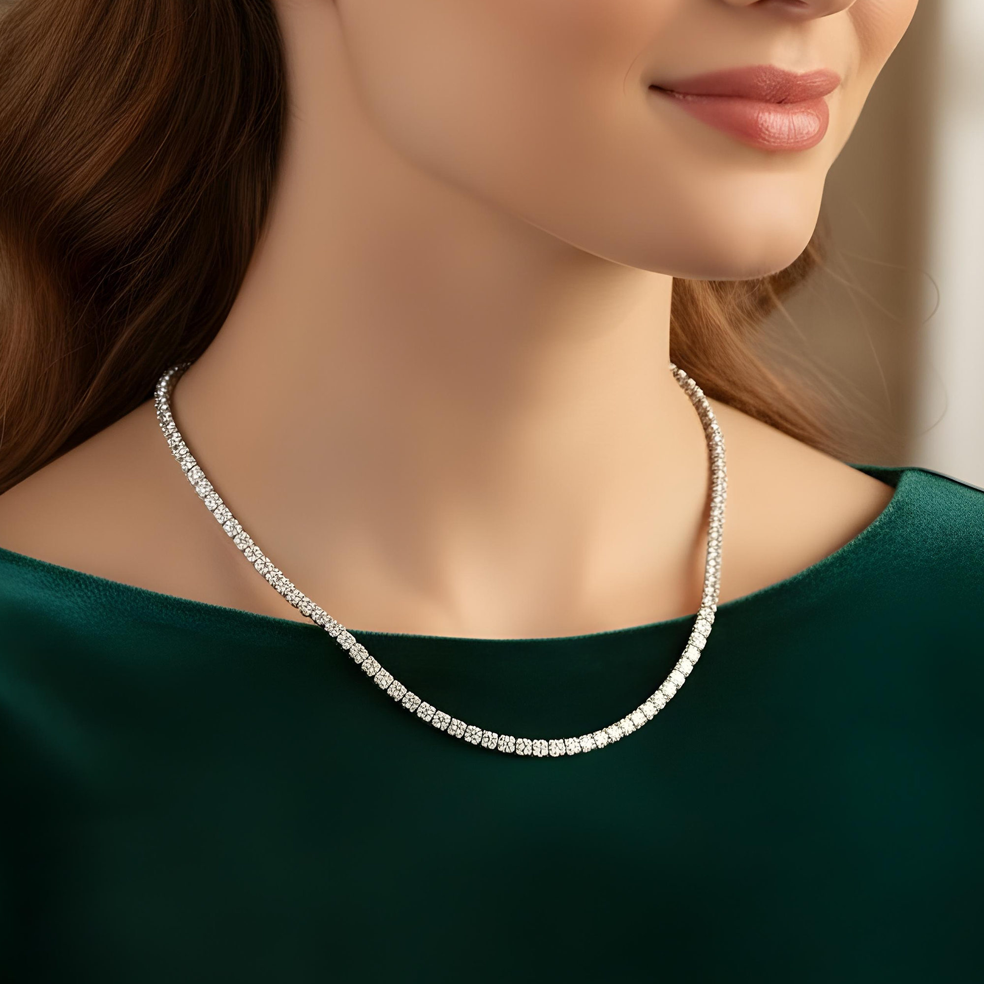 14K Yellow Gold Round Diamond Tennis Chain 18.83ct (16"-24")