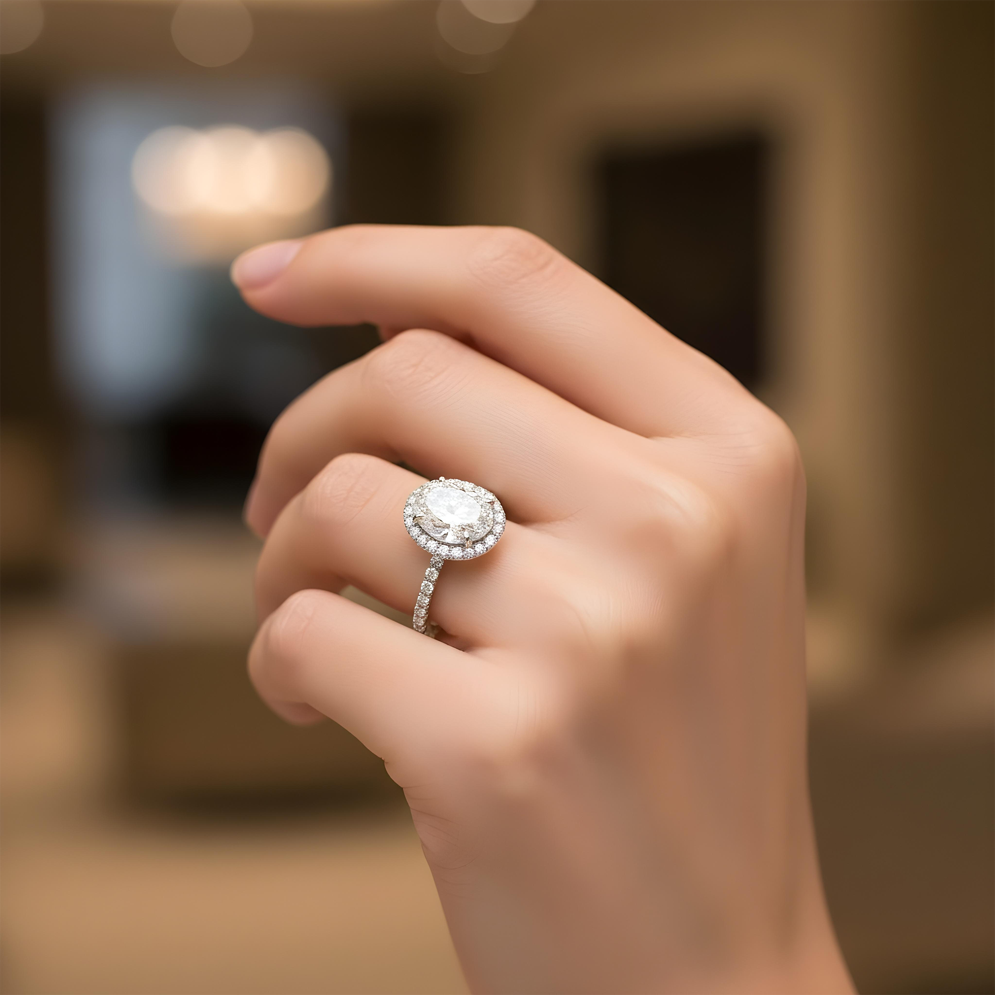 GIA 3.02ct Oval Cut Diamond Engagement ring 3.77ctw