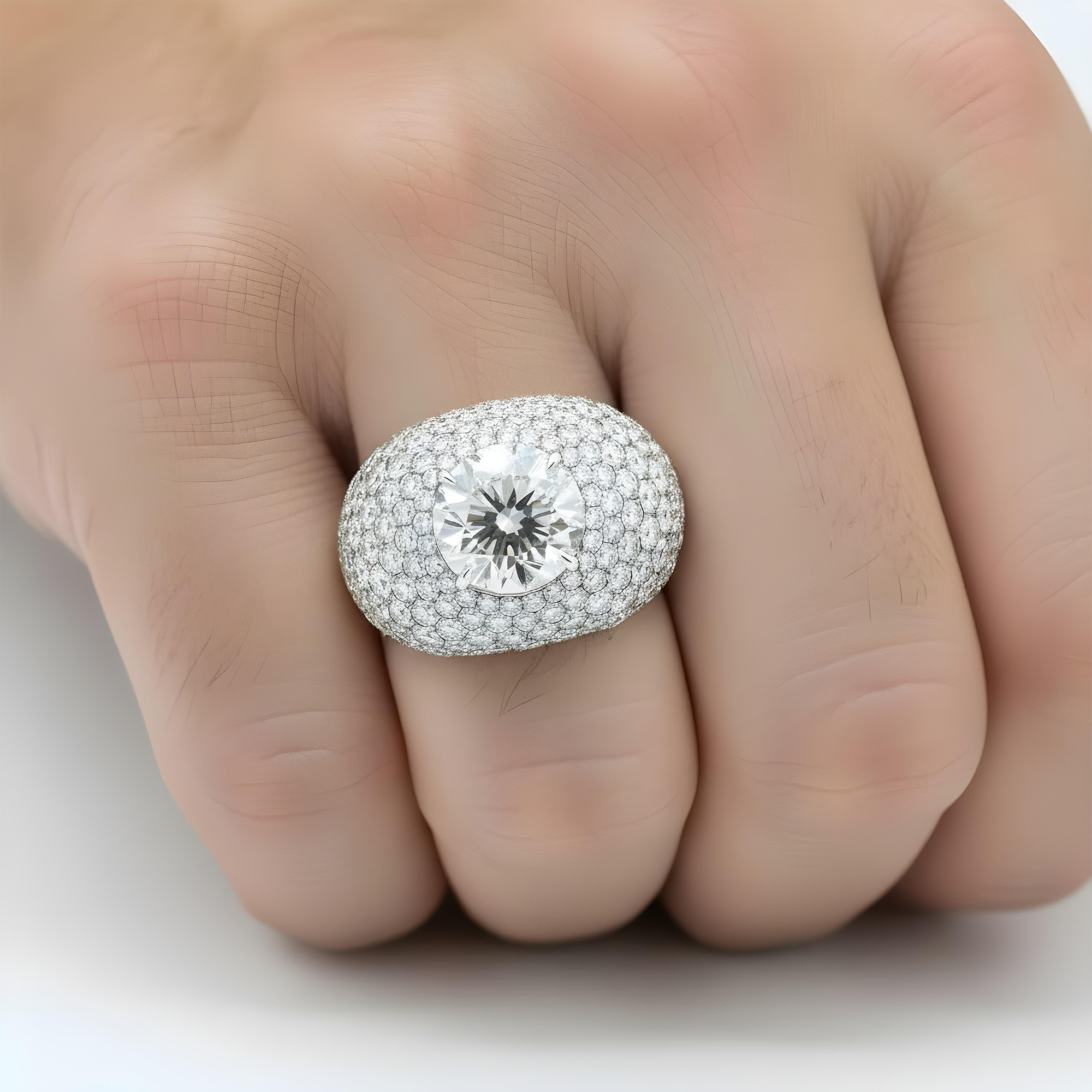 GIA 18K Yellow Gold Round Diamond Chandelier Ring 15.72ctw