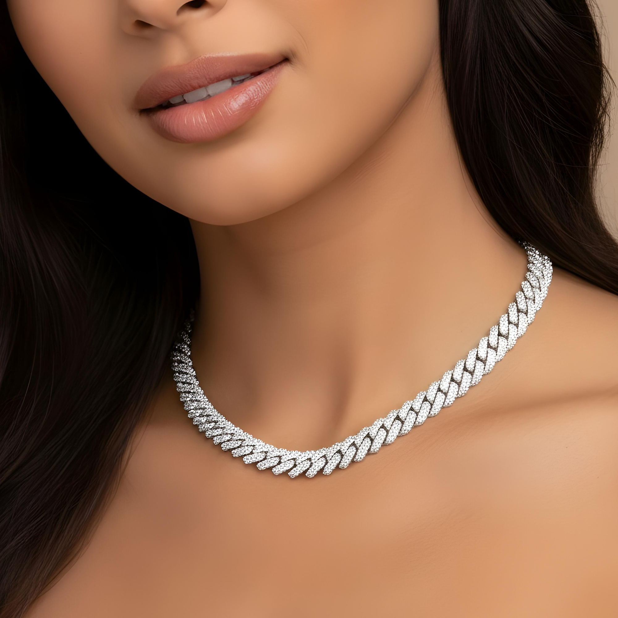 14K Yellow Gold Round Diamond Cuban Link Chain 34.0ct